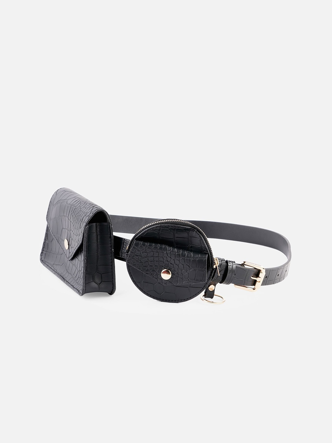 

20Dresses Women Black Textured Bag Belt