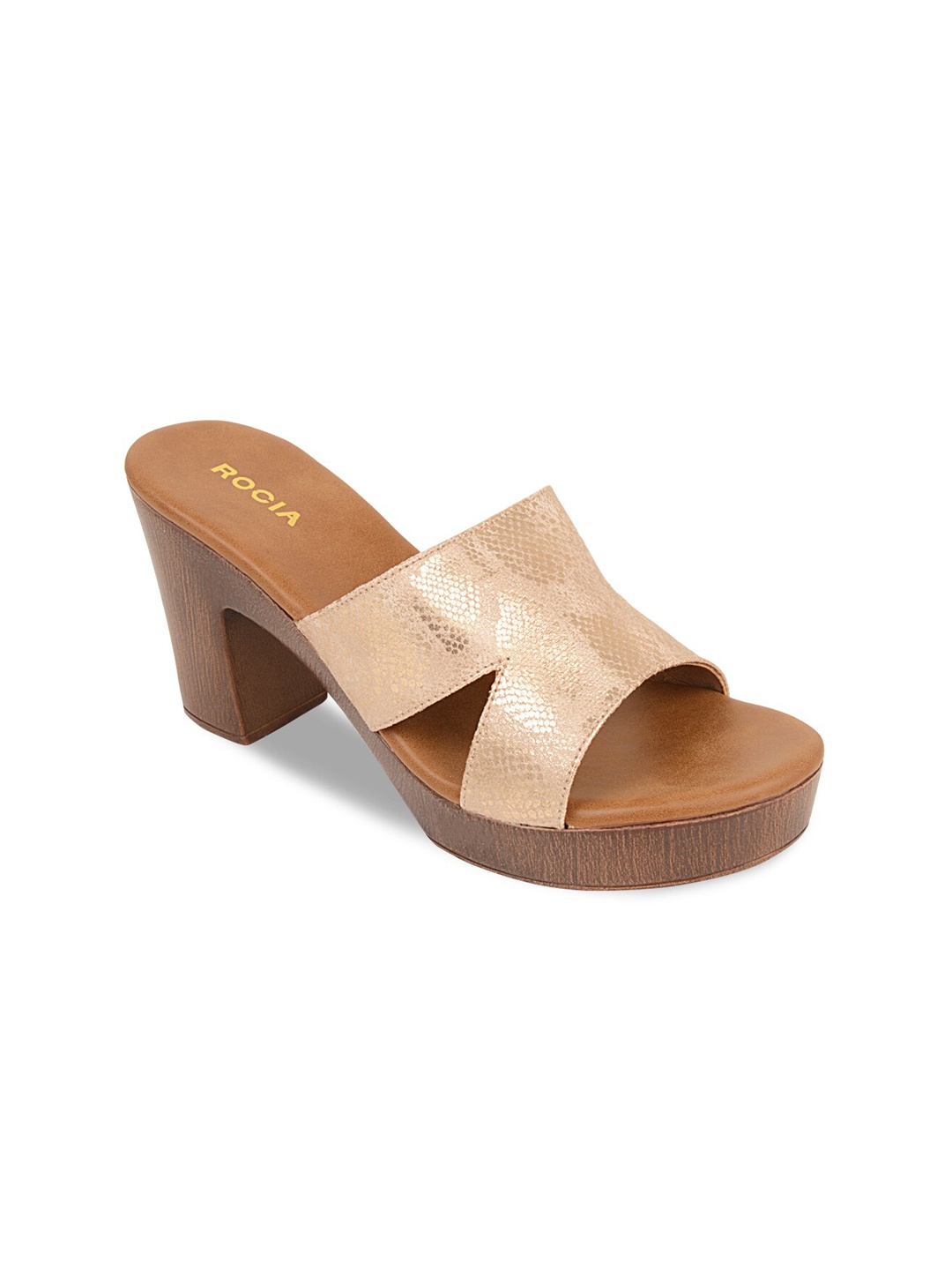 

Rocia Silver-Toned Textured Block Sandals
