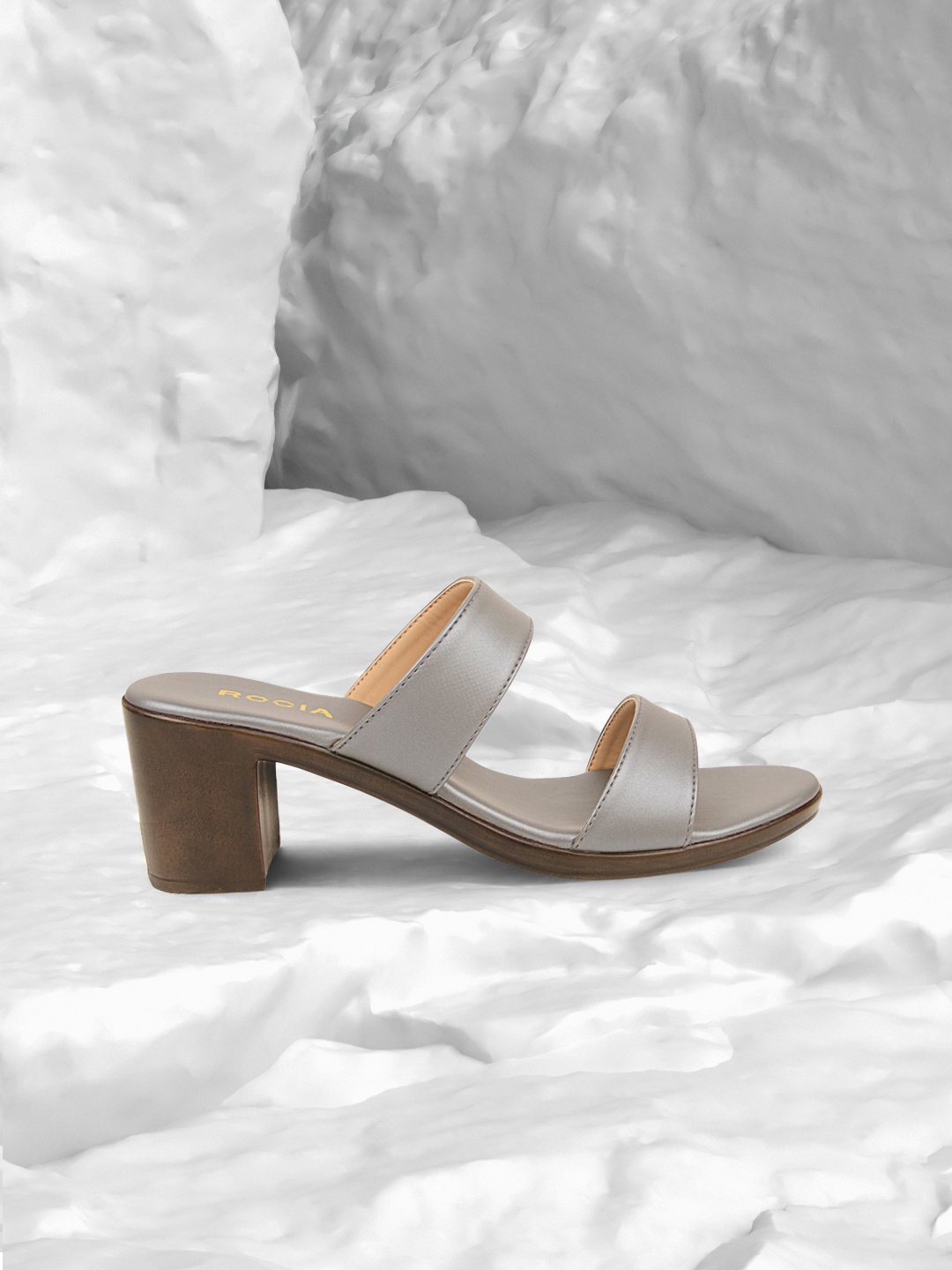 

Rocia Gunmetal-Toned Block Sandals, Metallic