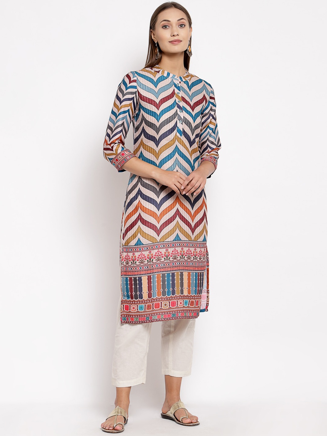 

Myshka Women Multicoloured Geometric Printed Kurta, Multi