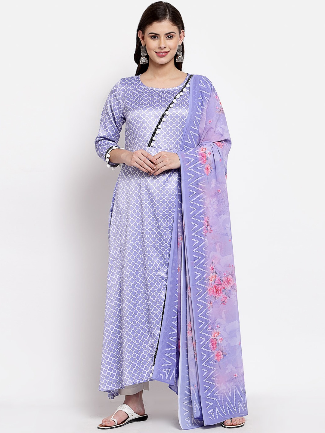 

Myshka Women Purple Ethnic Motifs Printed Anarkali Kurta With Dupatta