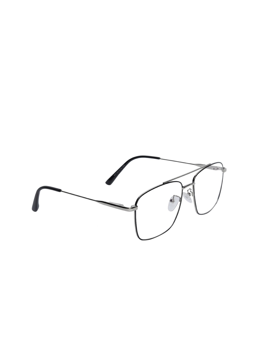 

Peter Jones Eyewear Unisex Silver-Toned & Black Square Blue Light Blocking Glasses