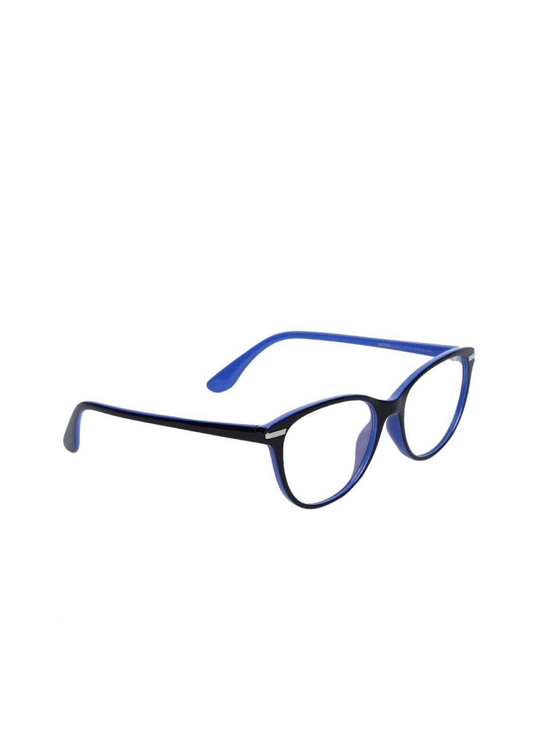 

Peter Jones Eyewear Women Black & Blue Full Rim Cateye Anti Glare Computer Glasses