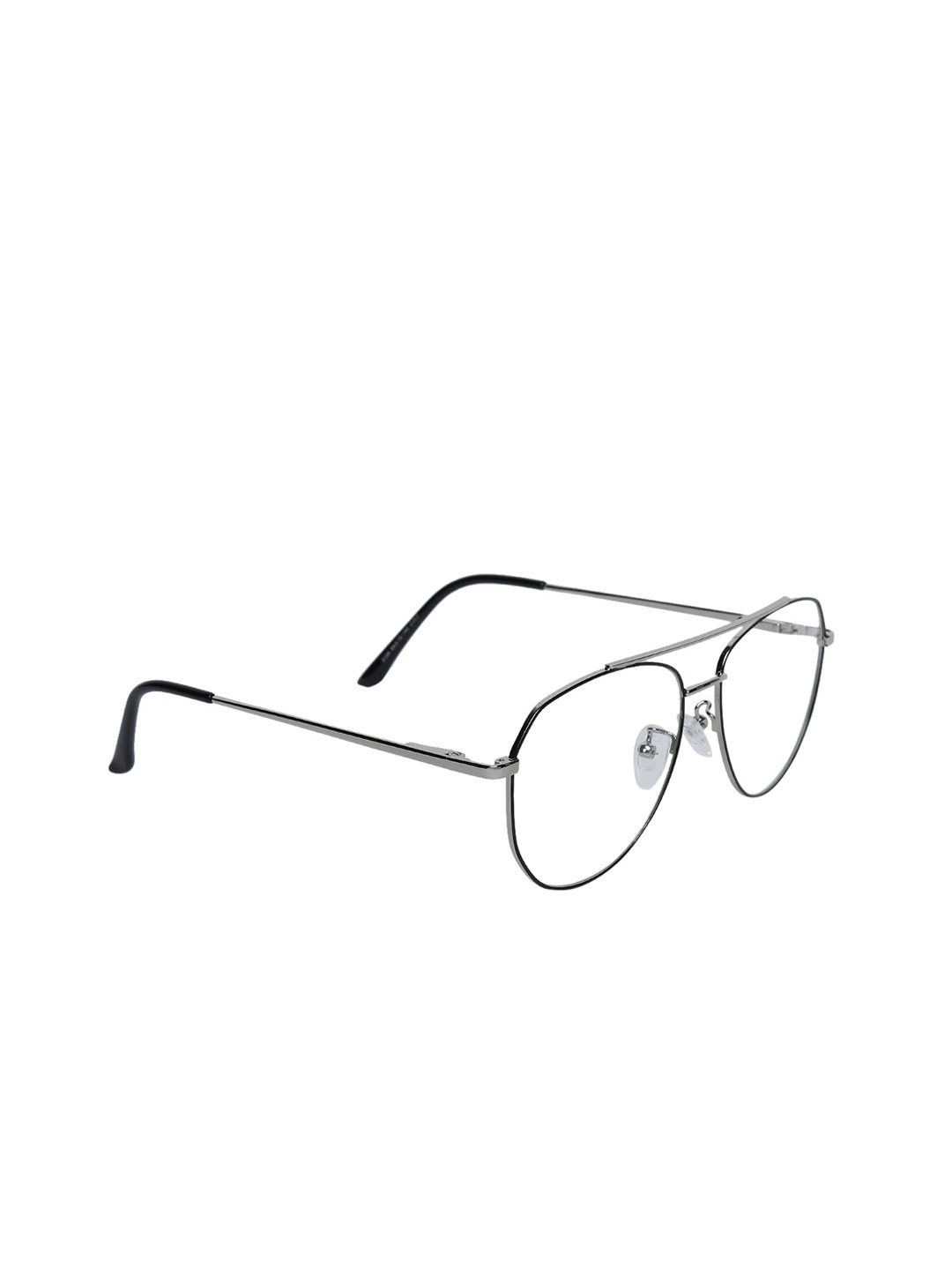 

Peter Jones Eyewear Unisex Black & Silver-Toned Aviator Blue Light Blocking Glasses