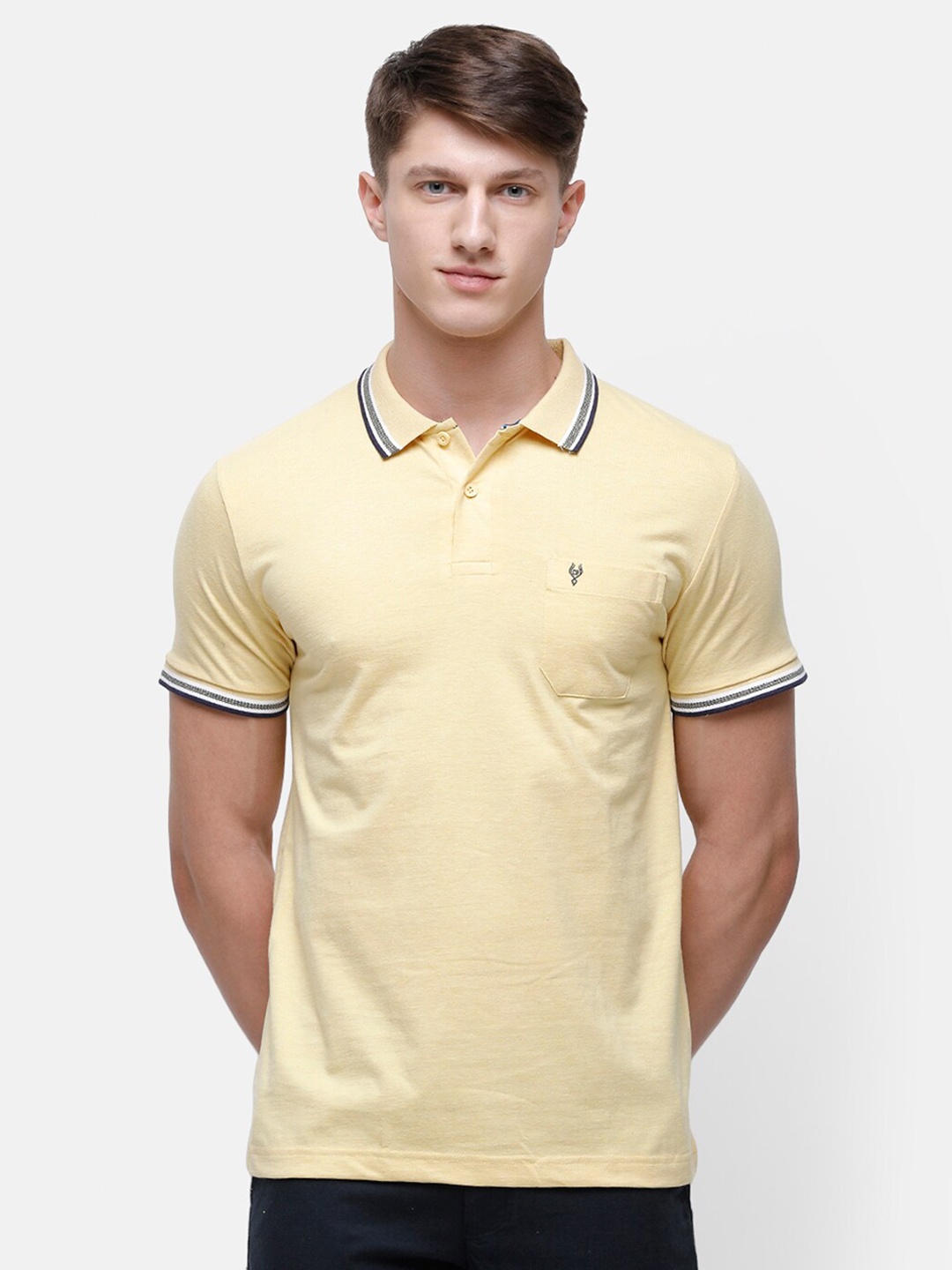 

Classic Polo Men Yellow Polo Collar Slim Fit T-shirt