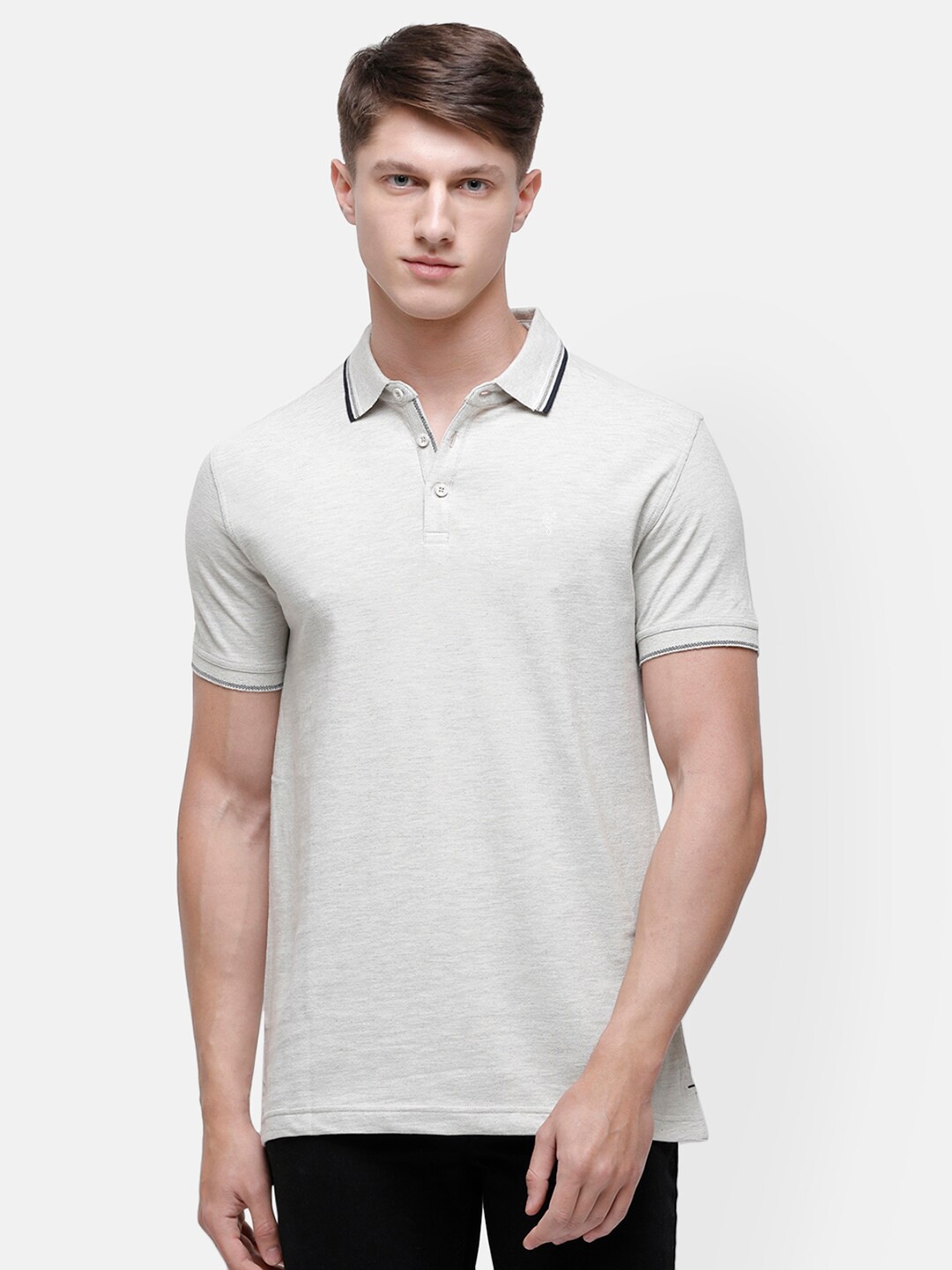 

Classic Polo Men White Polo Collar Slim Fit T-shirt