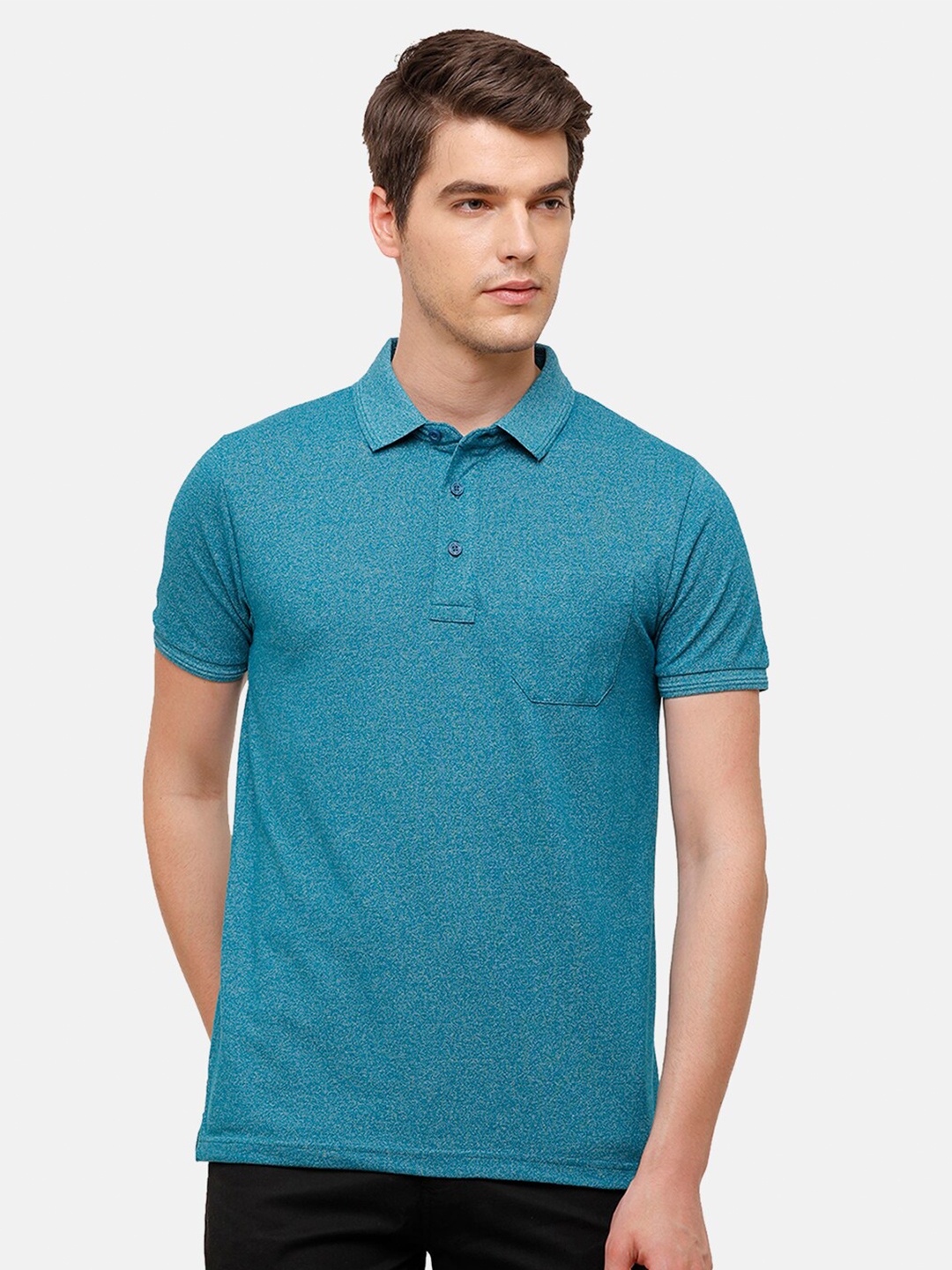 

Classic Polo Men Blue Polo Collar Slim Fit T-shirt