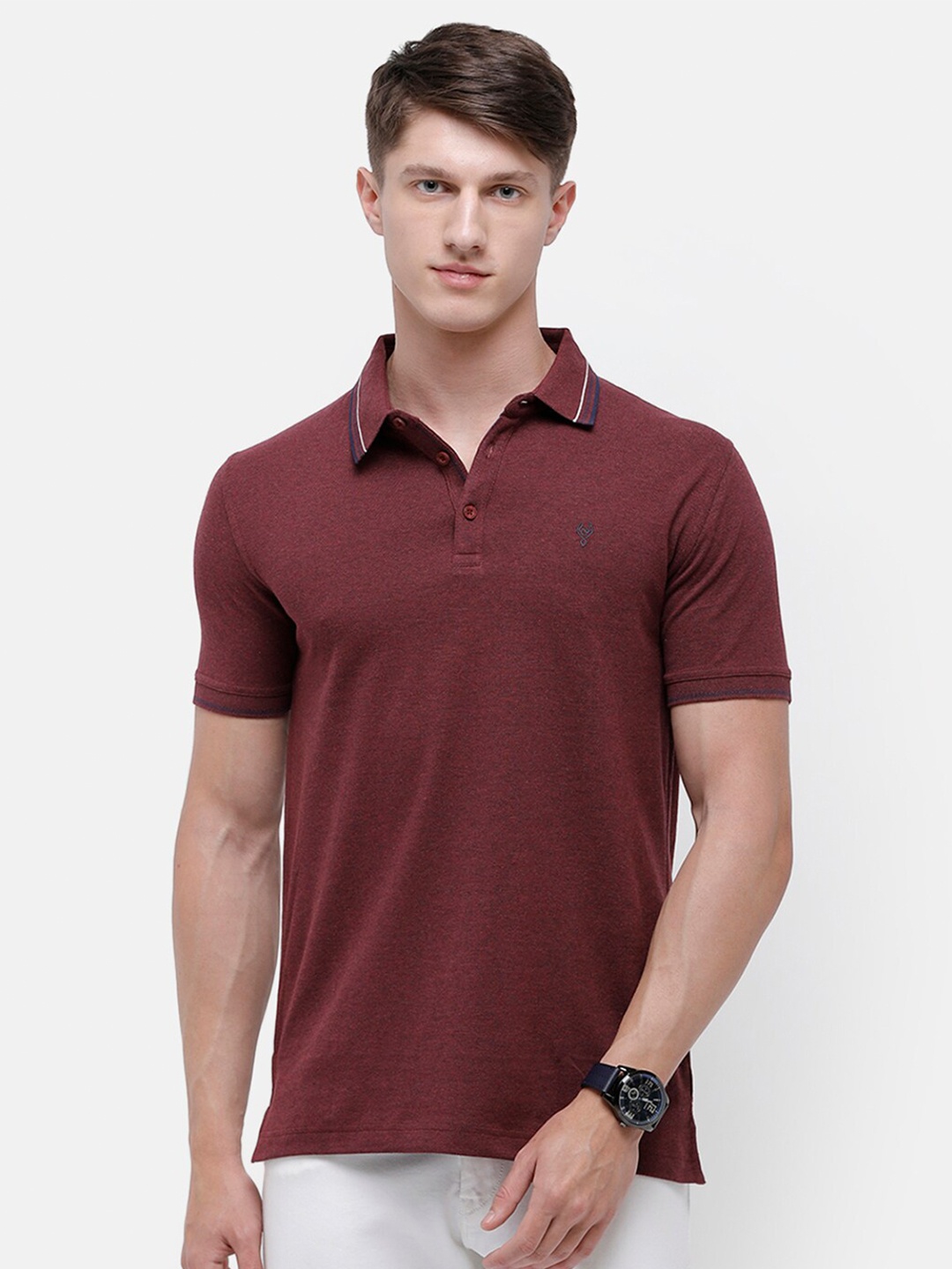 

Classic Polo Men Maroon Polo Collar Slim Fit T-shirt