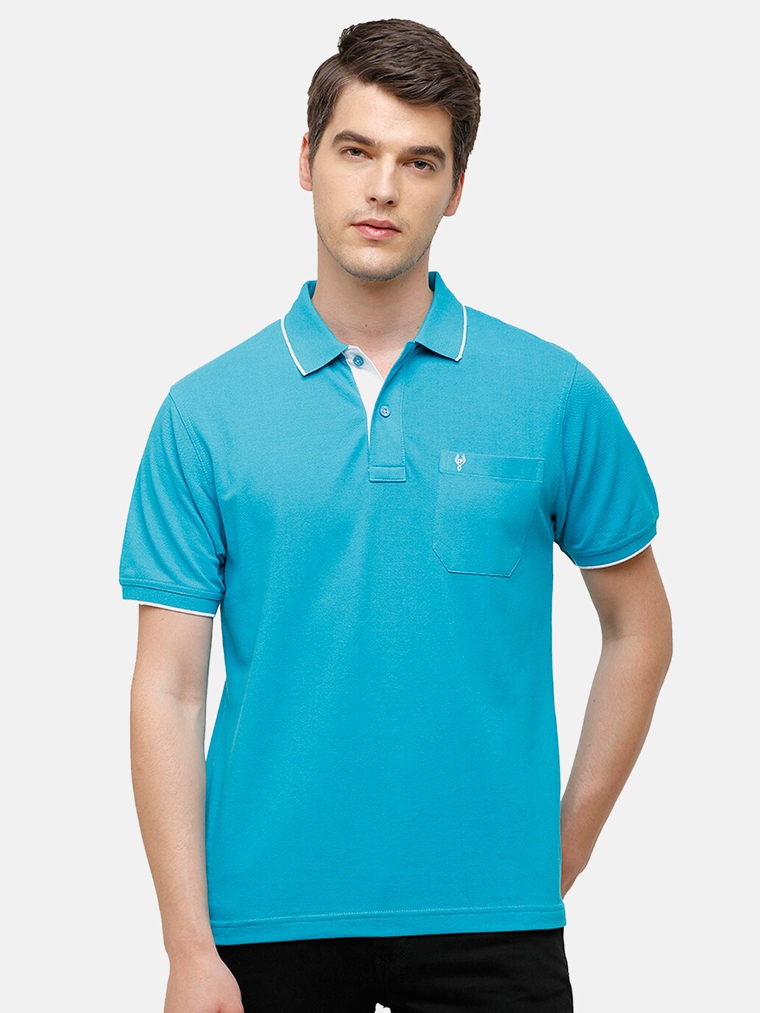 

Classic Polo Men Blue Polo Collar T-shirt