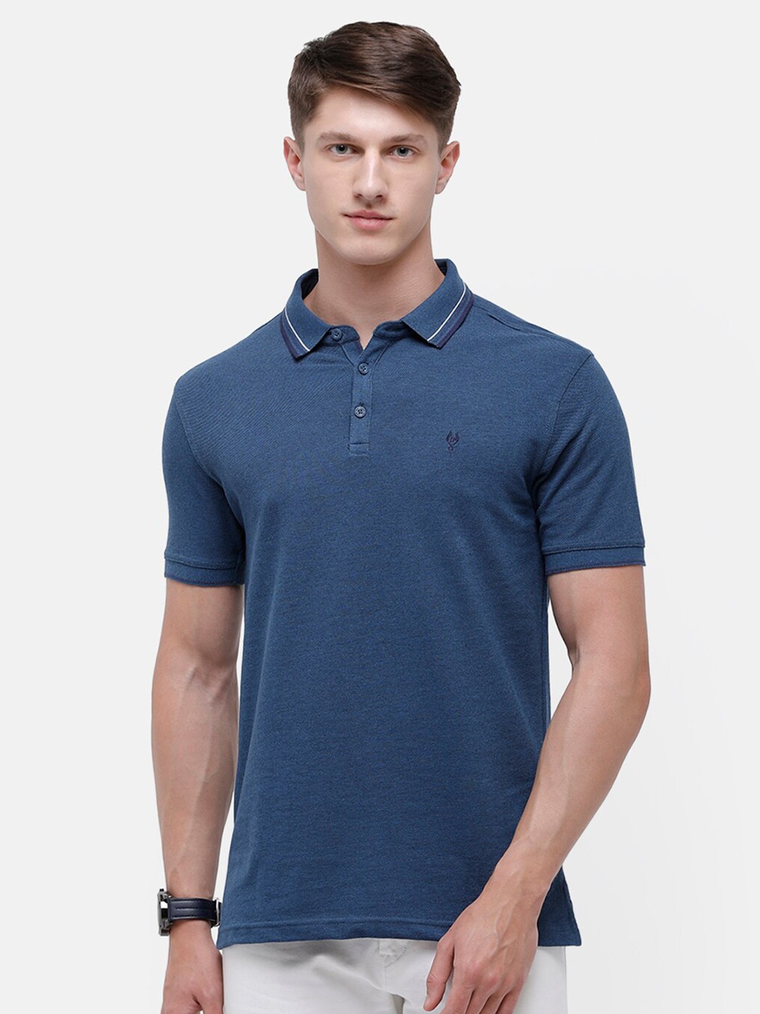 

Classic Polo Men Blue Polo Collar Slim Fit T-shirt