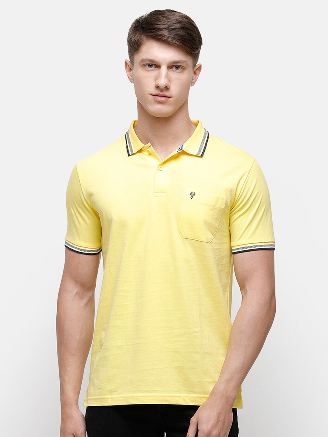 

Classic Polo Men Yellow Polo Collar Slim Fit T-shirt