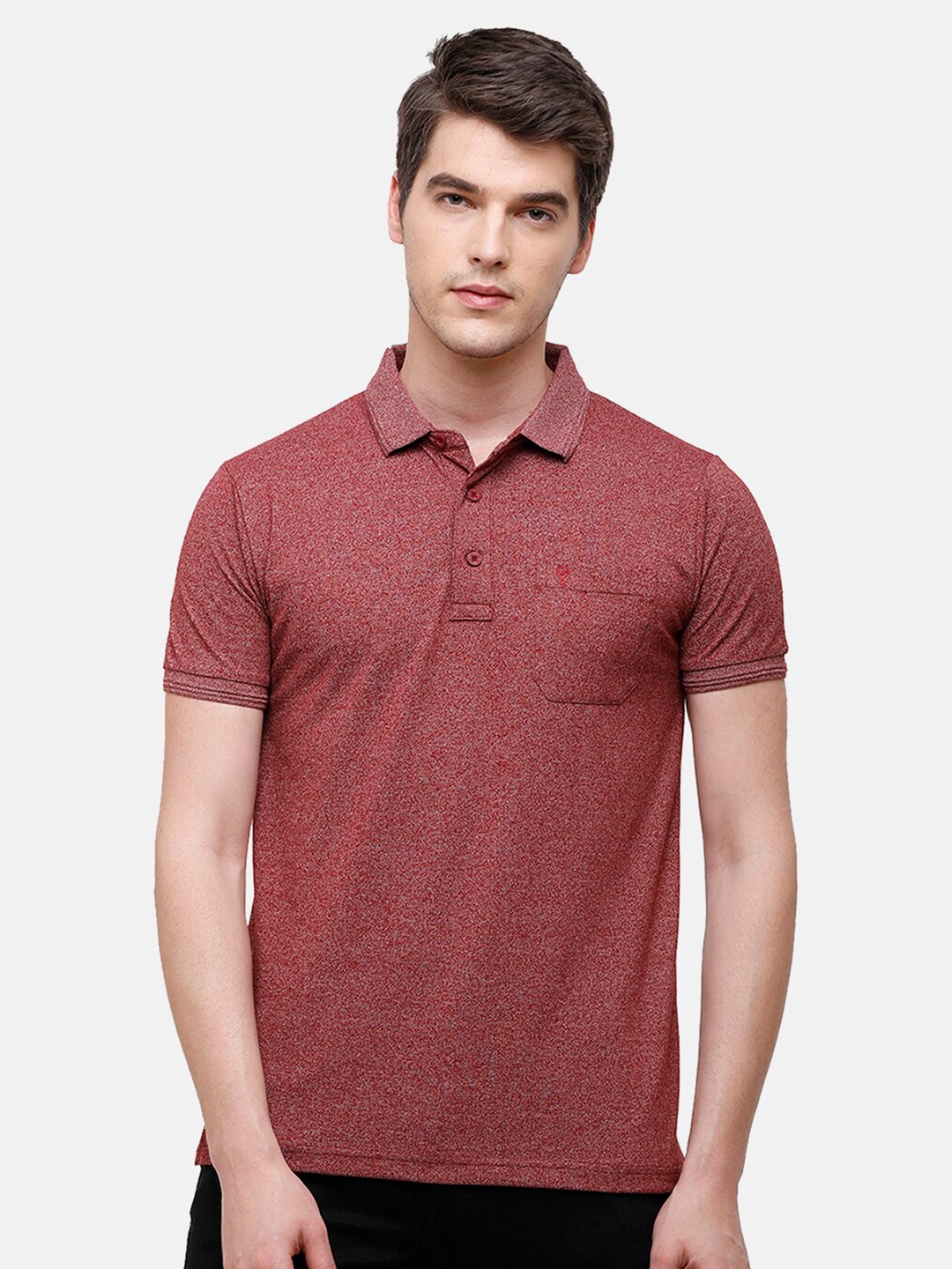 

Classic Polo Men Maroon Polo Collar Slim Fit T-shirt