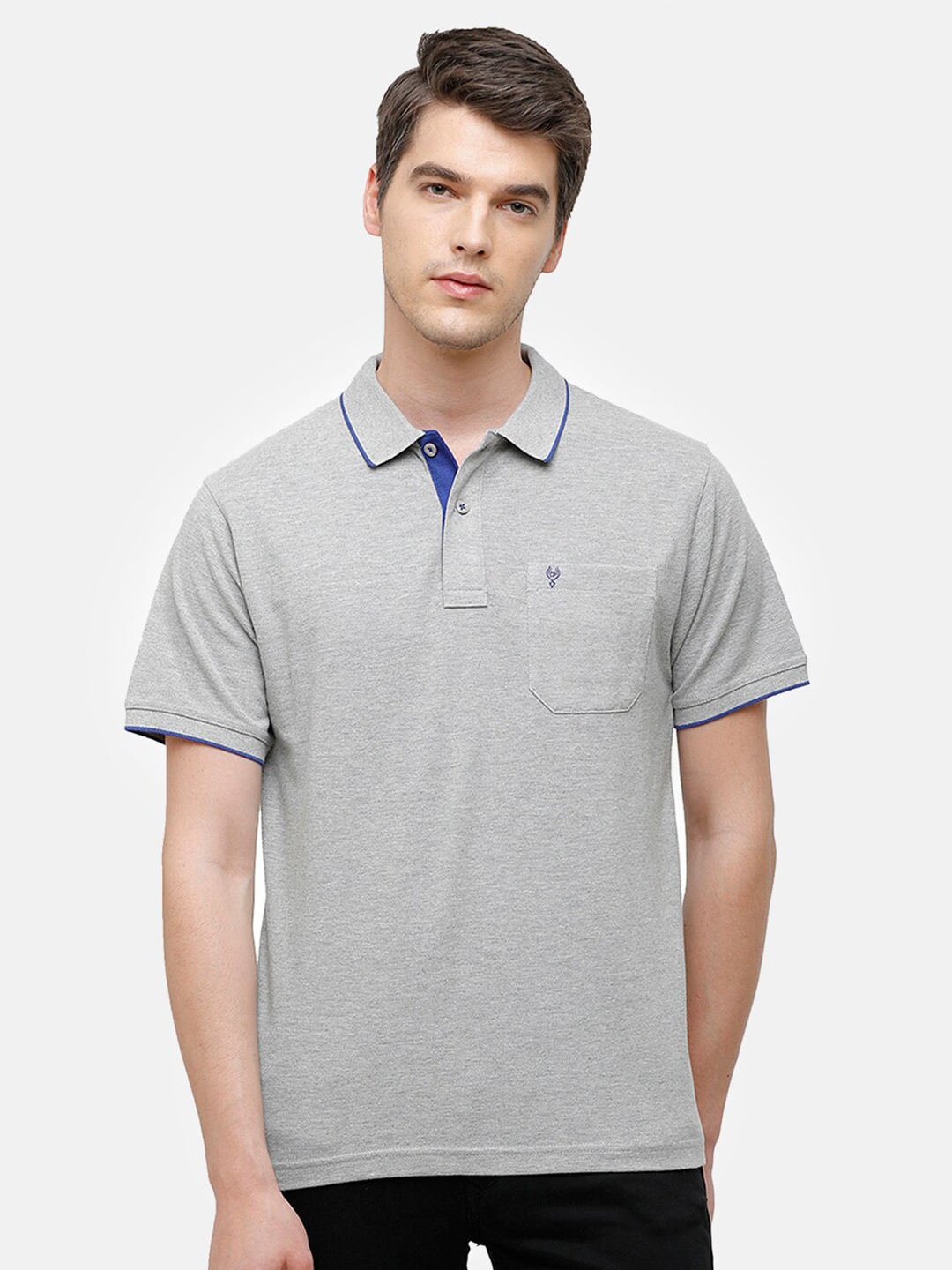 

Classic Polo Men Grey Polo Collar T-shirt