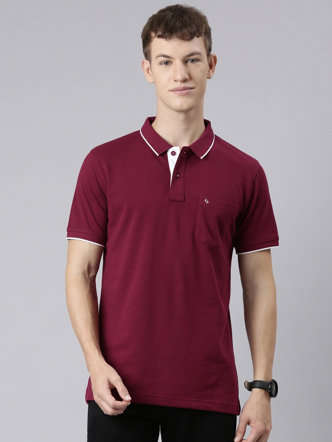 

Classic Polo Men Purple Polo Collar T-shirt