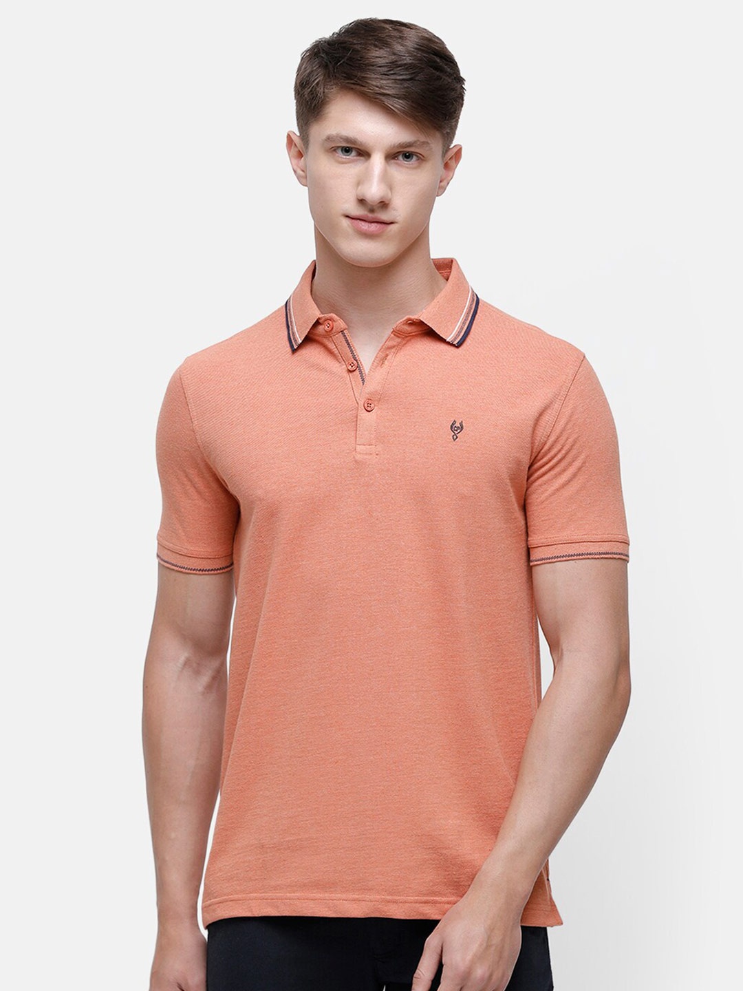 

Classic Polo Men Orange Polo Collar Slim Fit T-shirt