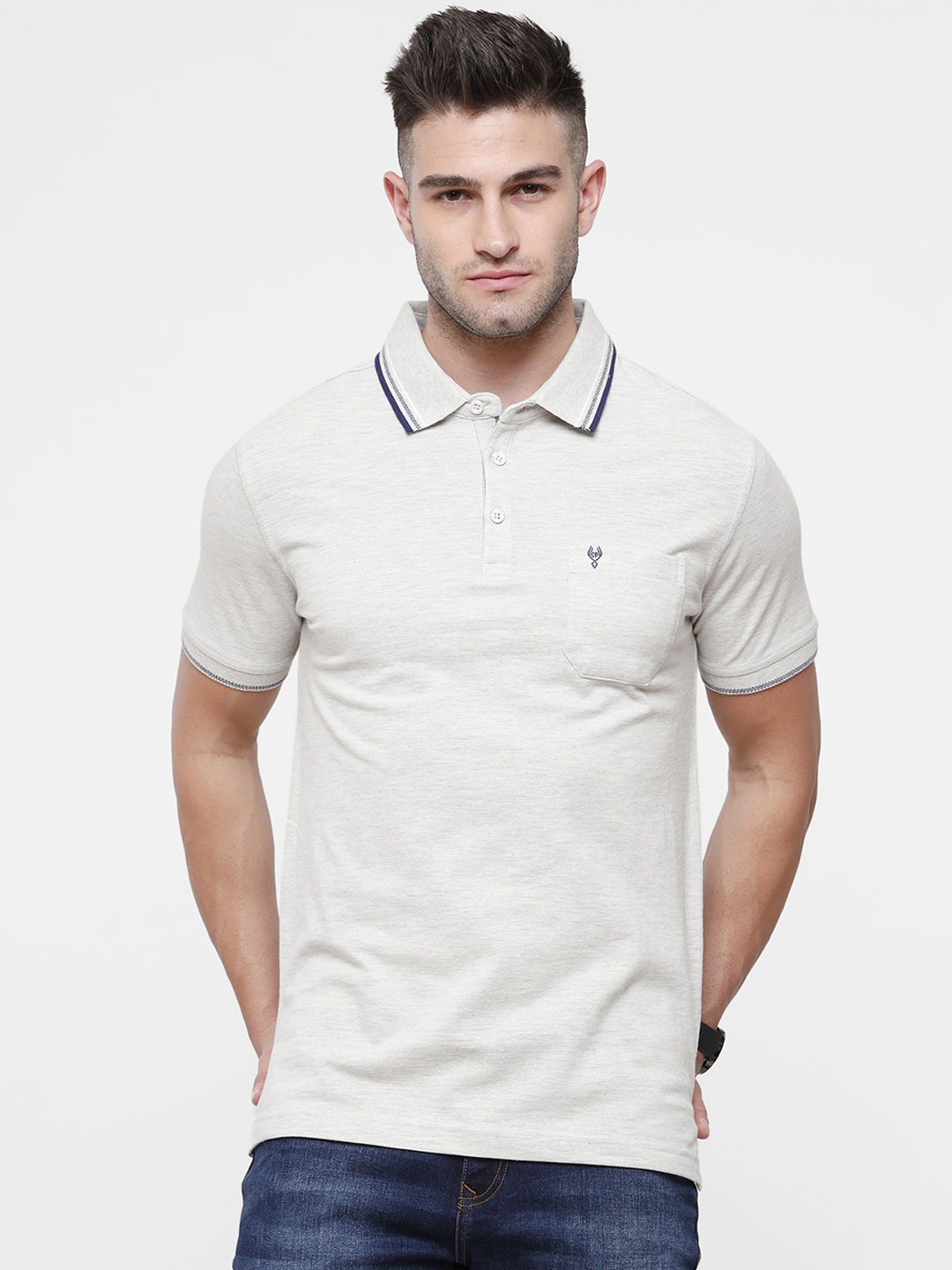 

Classic Polo Men White Polo Collar Slim Fit T-shirt