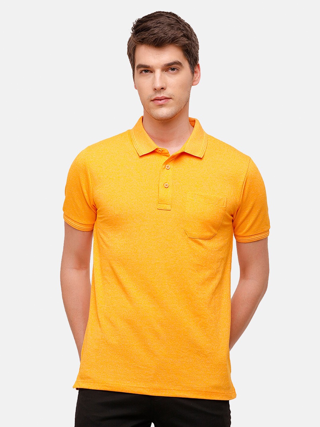 

Classic Polo Men Mustard Yellow Polo Collar T-shirt