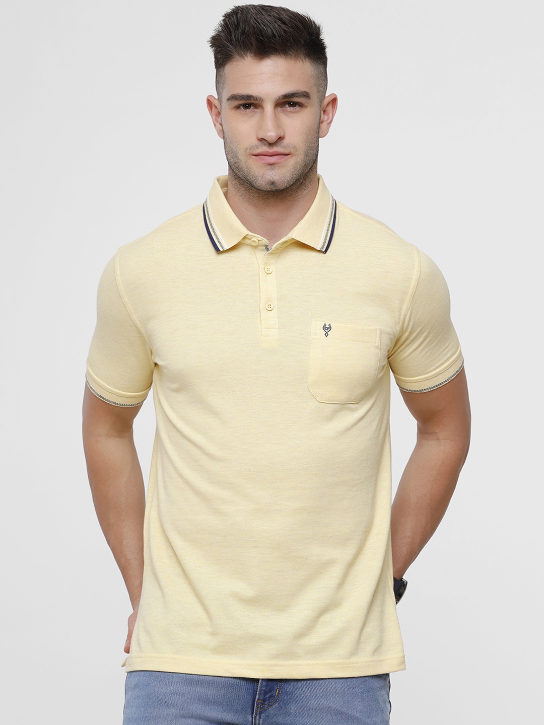 

Classic Polo Men Yellow Polo Collar Slim Fit T-shirt