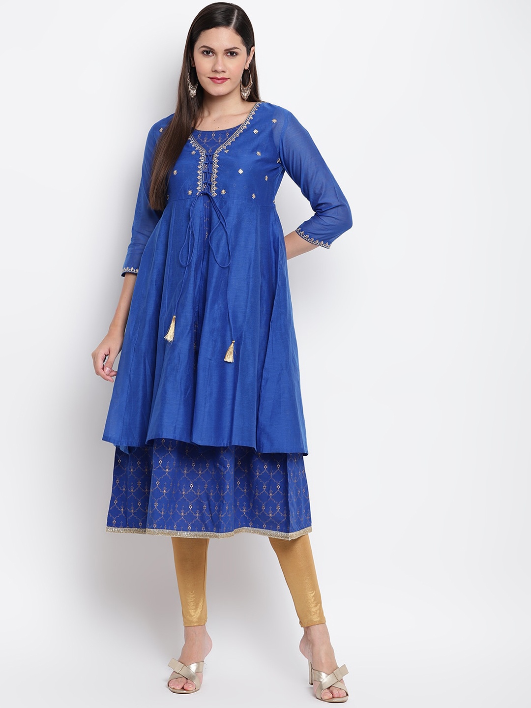 

IMARA Women Blue Ethnic Motifs Embroidered Anarkali Kurta