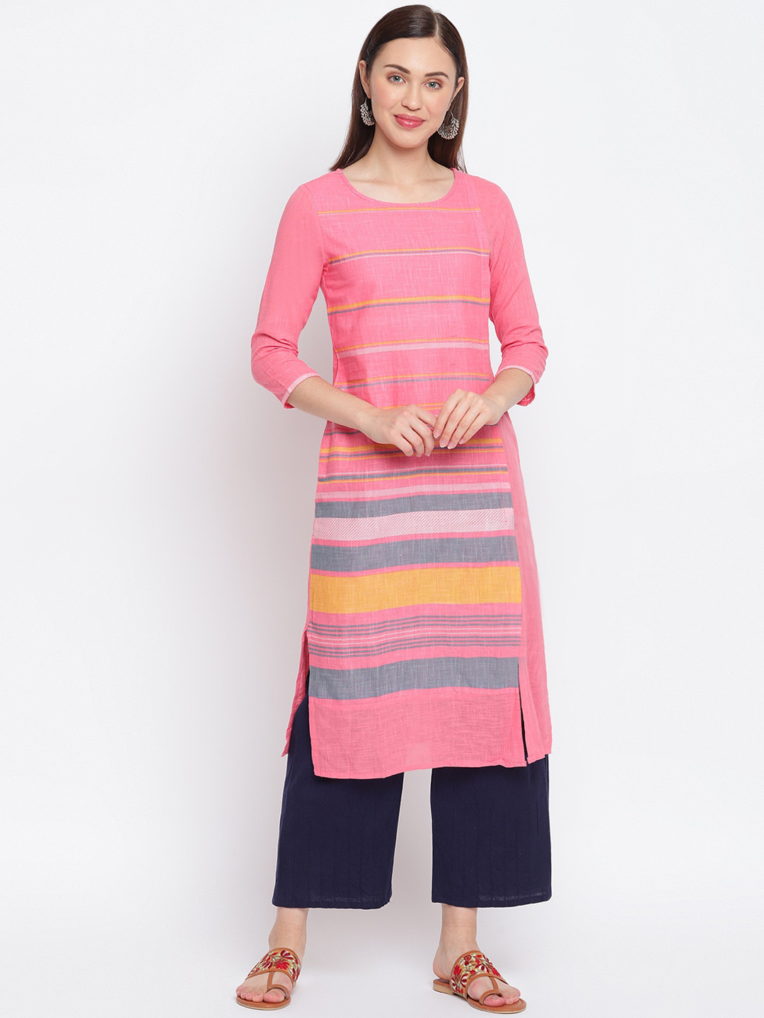 

IMARA Women Pink Striped Kurta