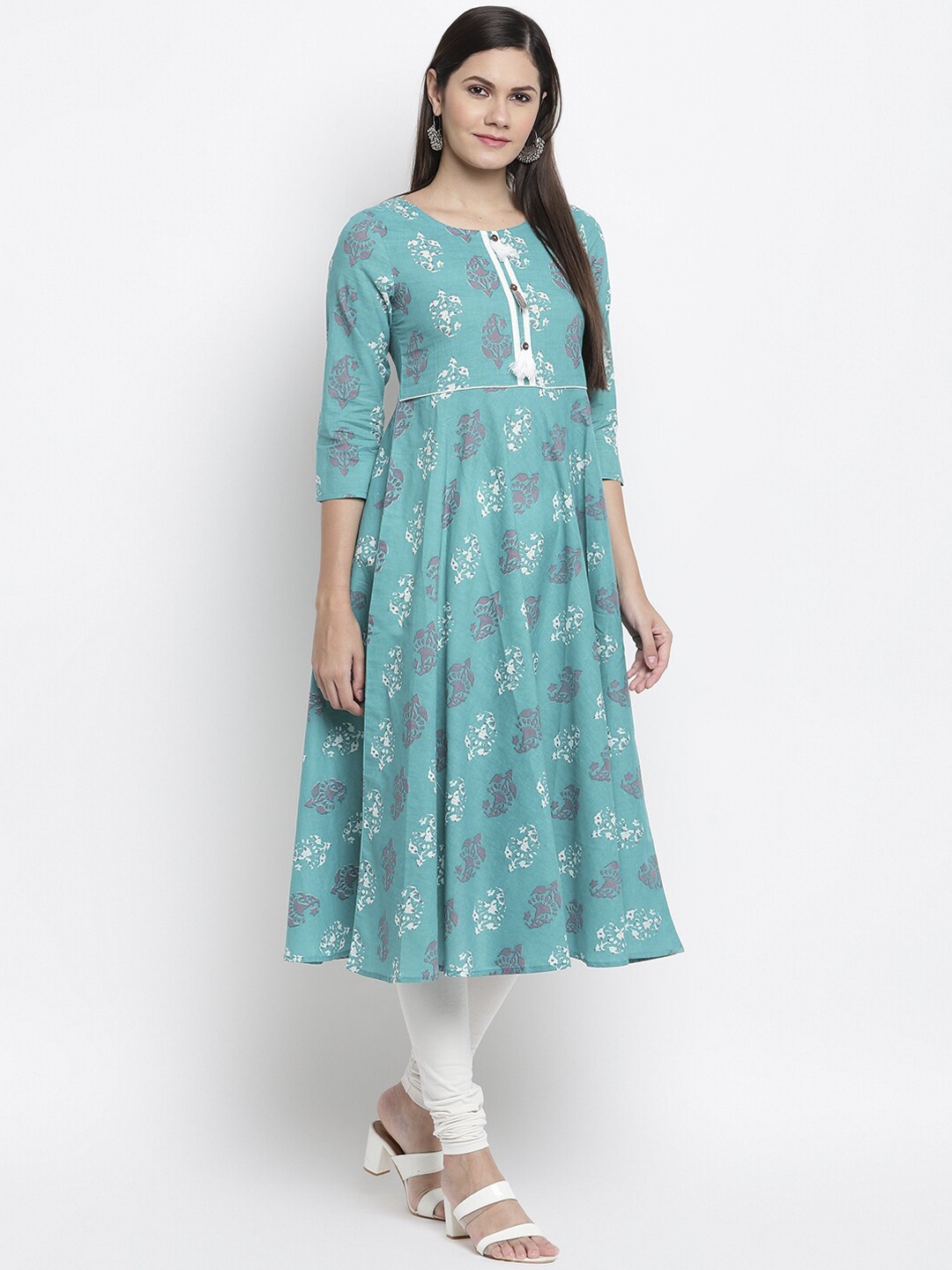 

IMARA Women Green Ethnic Motifs Printed Anarkali Kurta