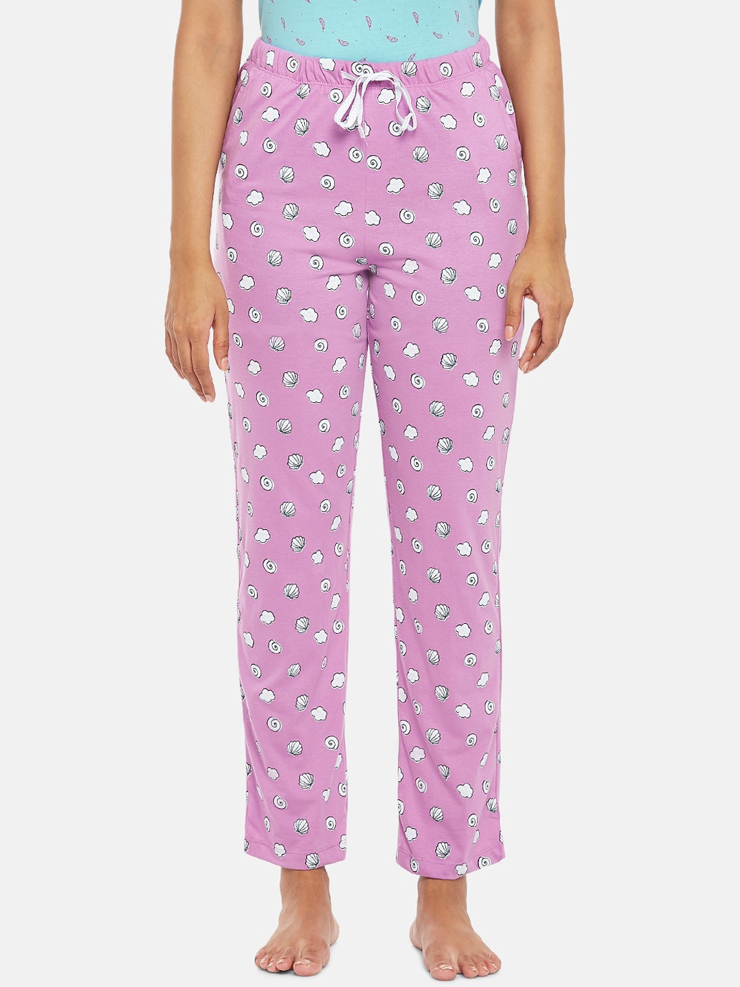 

Dreamz by Pantaloons Women Purple Pure Cotton Mid-Rise Printed Track Pants