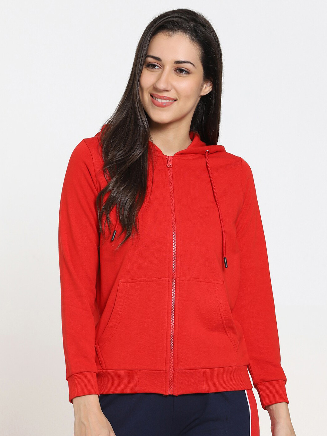 

Bewakoof Women Red Front-Open Hooded Sweater