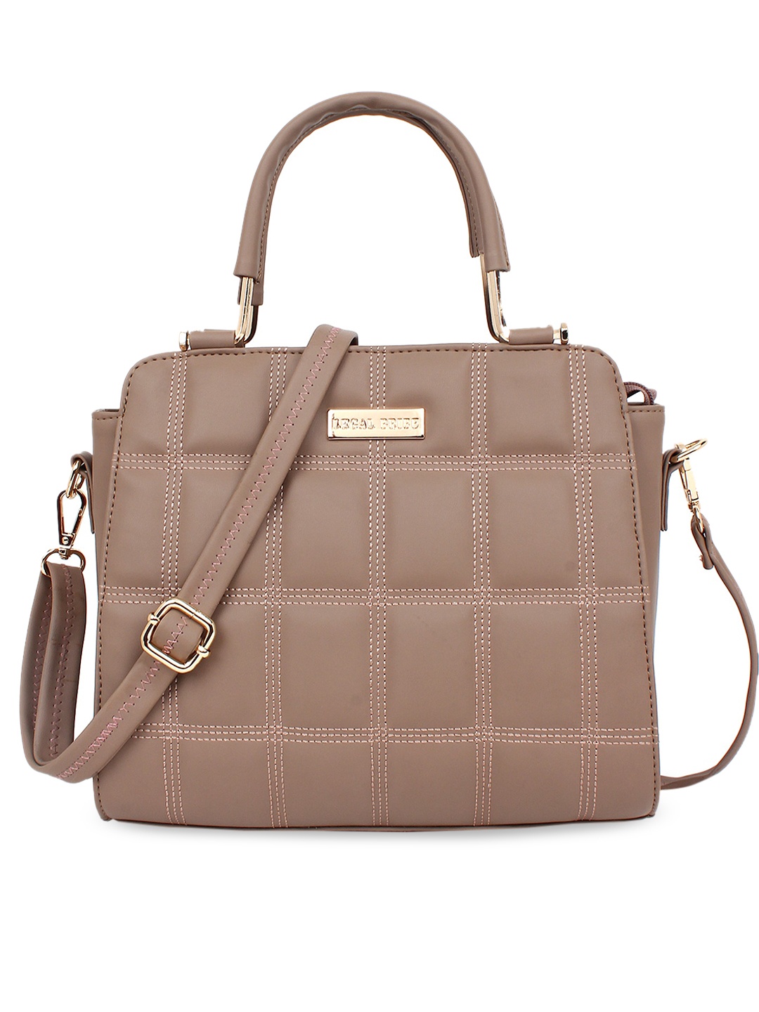 

LEGAL BRIBE Khaki PU Structured Handheld Bag with Quilted