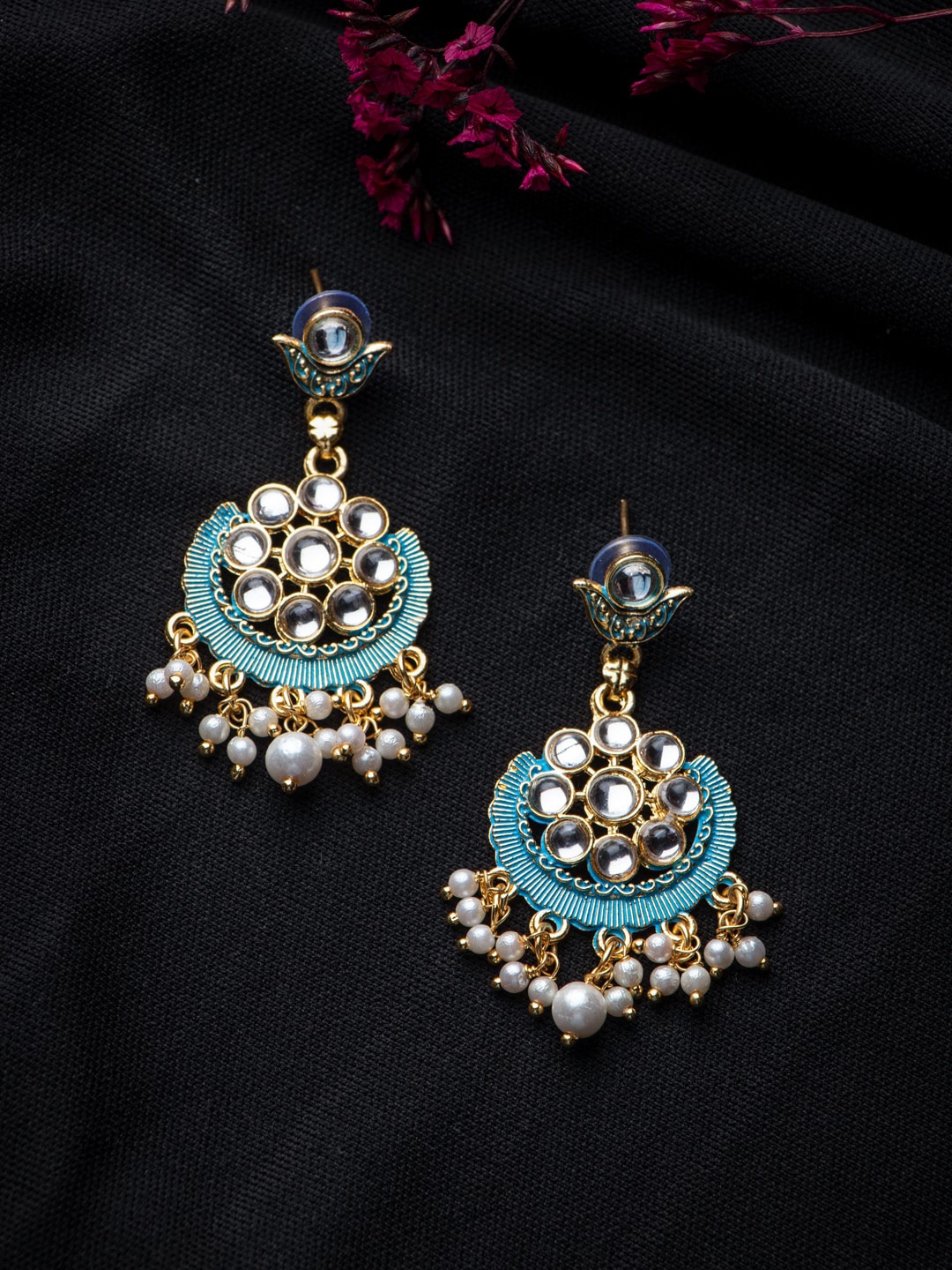 

MORKANTH JEWELLERY Blue Contemporary Chandbalis Earrings