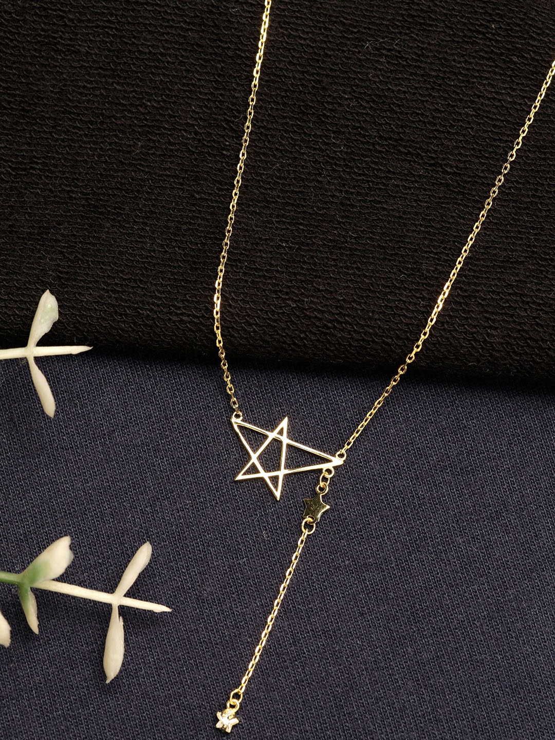 

GIVA 925 Sterling Silver 18k Gold Plated Star Drop Necklace