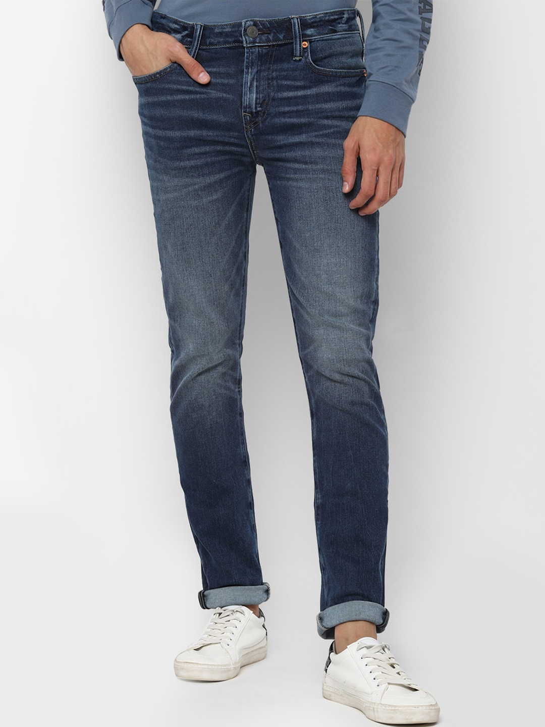

AMERICAN EAGLE OUTFITTERS Men Blue Skinny Fit Light Fade Jeans