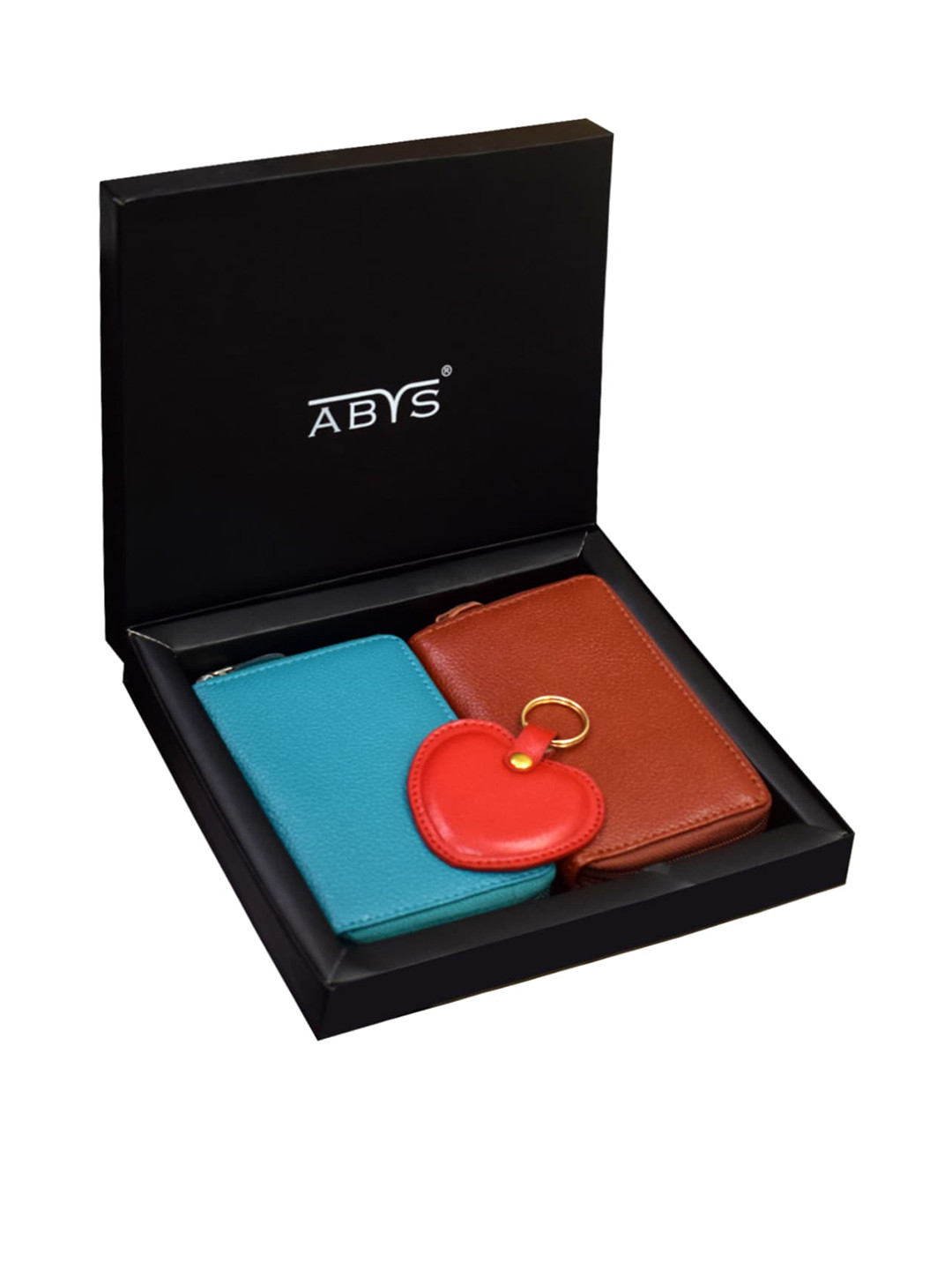 

ABYS Unisex Teal & Brown 100% Genuine Leather Accessory Gift Set