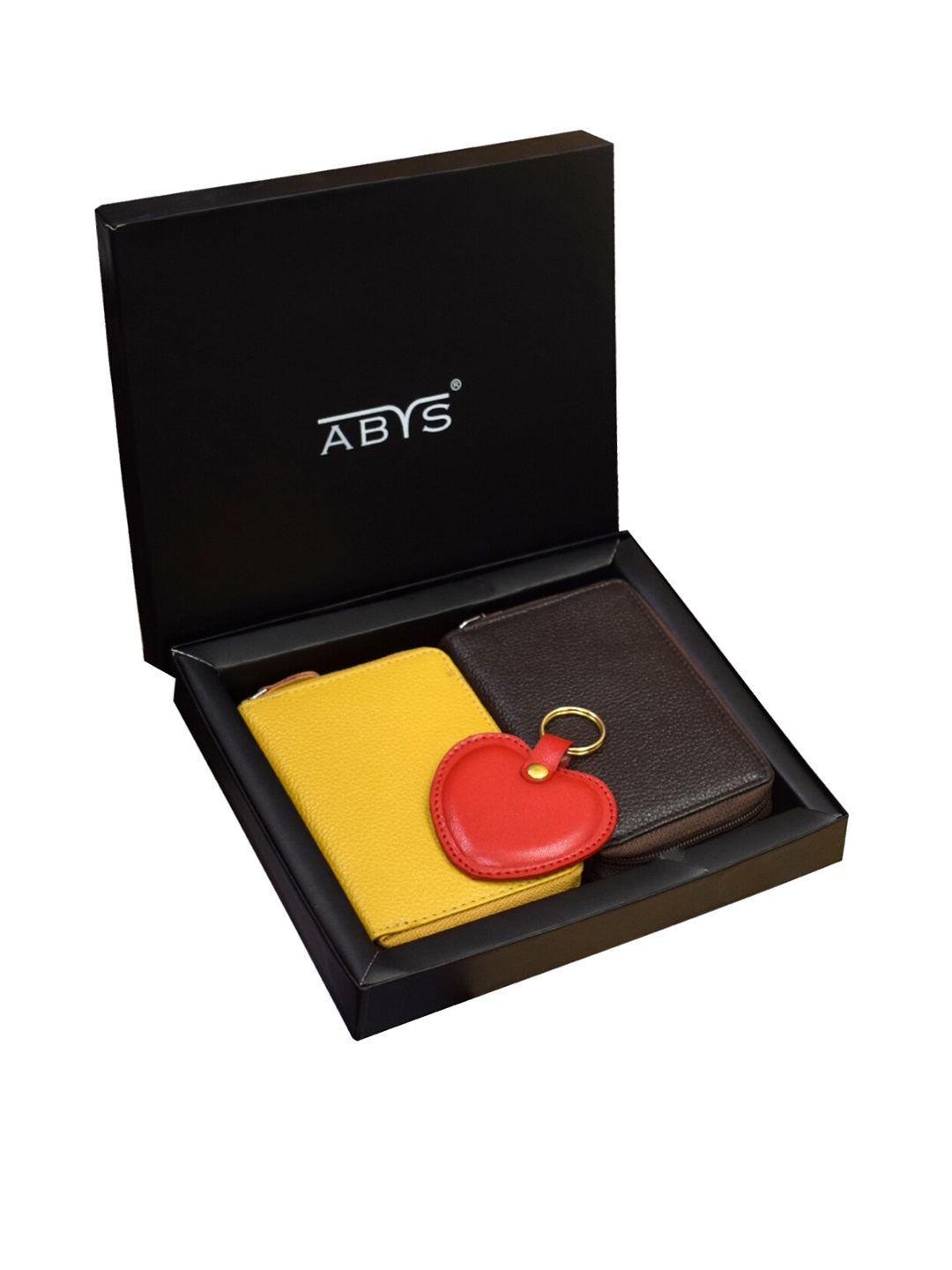 

ABYS Unisex Yellow & Brown 100% Genuine Leather Accessory Gift Set