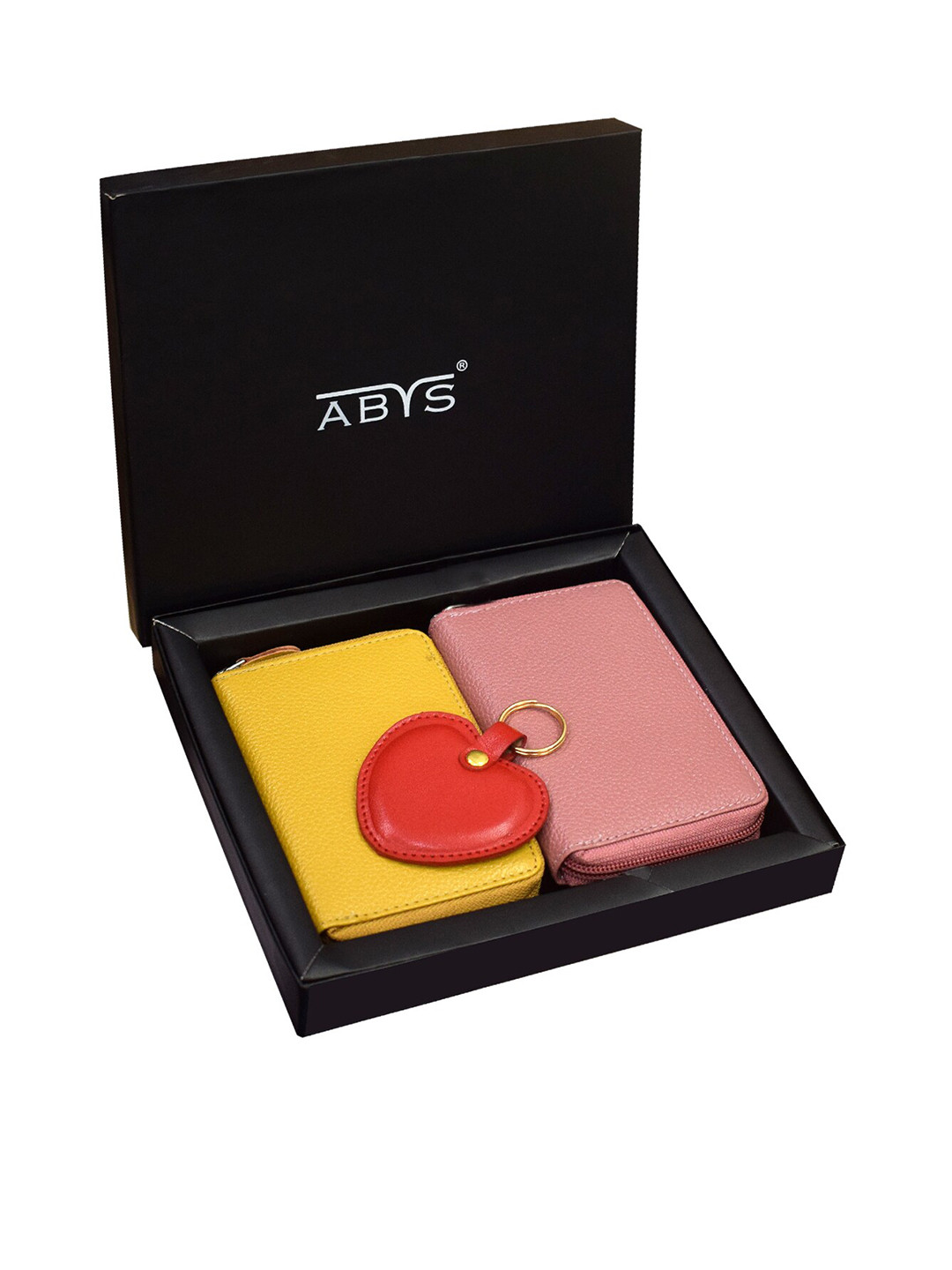 

ABYS Unisex Yellow & Pink 100% Genuine Leather Accessory Gift Set