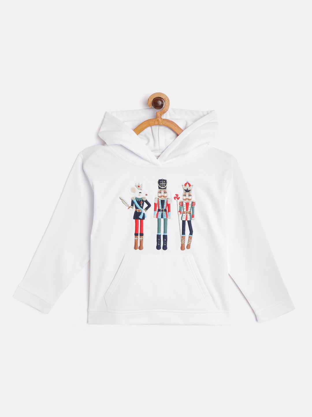 

Cherry Crumble Kids White Embroidered Hooded Sweatshirt