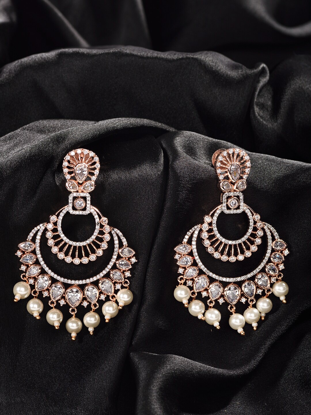 

Saraf RS Jewellery White Contemporary Chandbalis Earrings