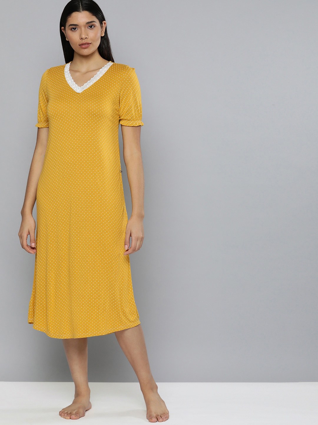 

Chemistry Mustard Yellow Pure Cotton Printed Nightdress
