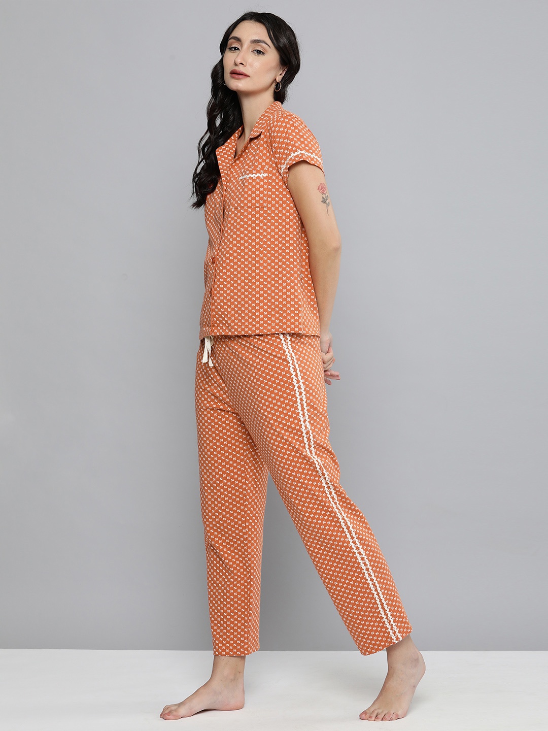 

Chemistry Women Orange Pure Cotton Night suit