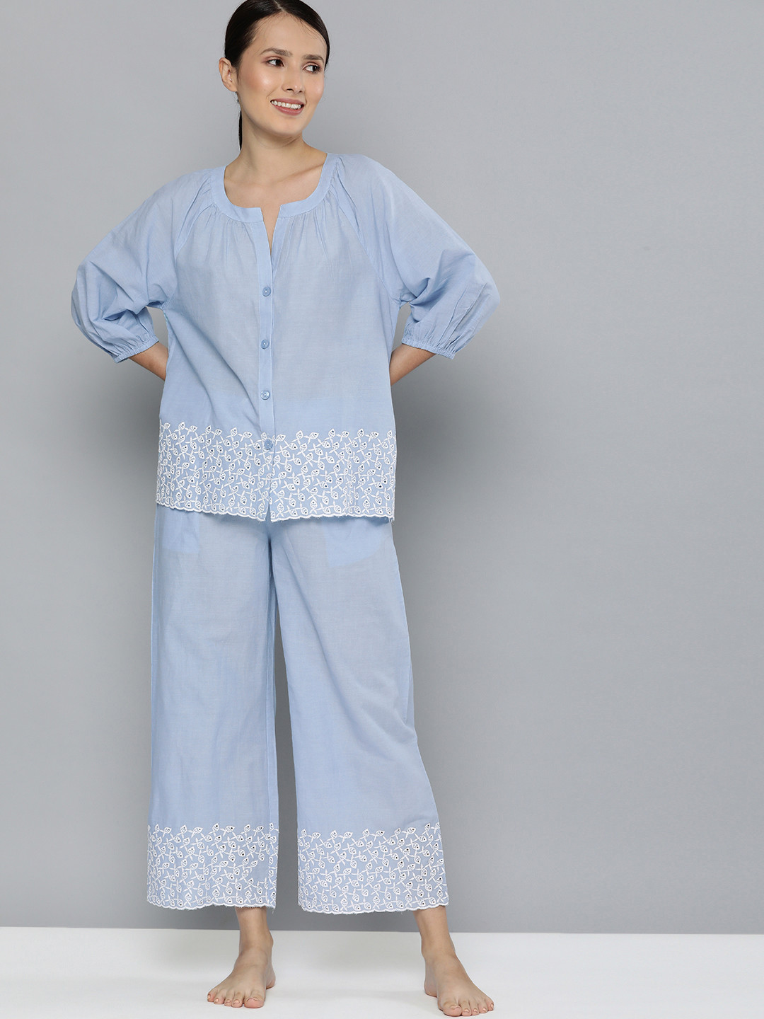 

Chemistry Women Blue Pure Cotton Night suit