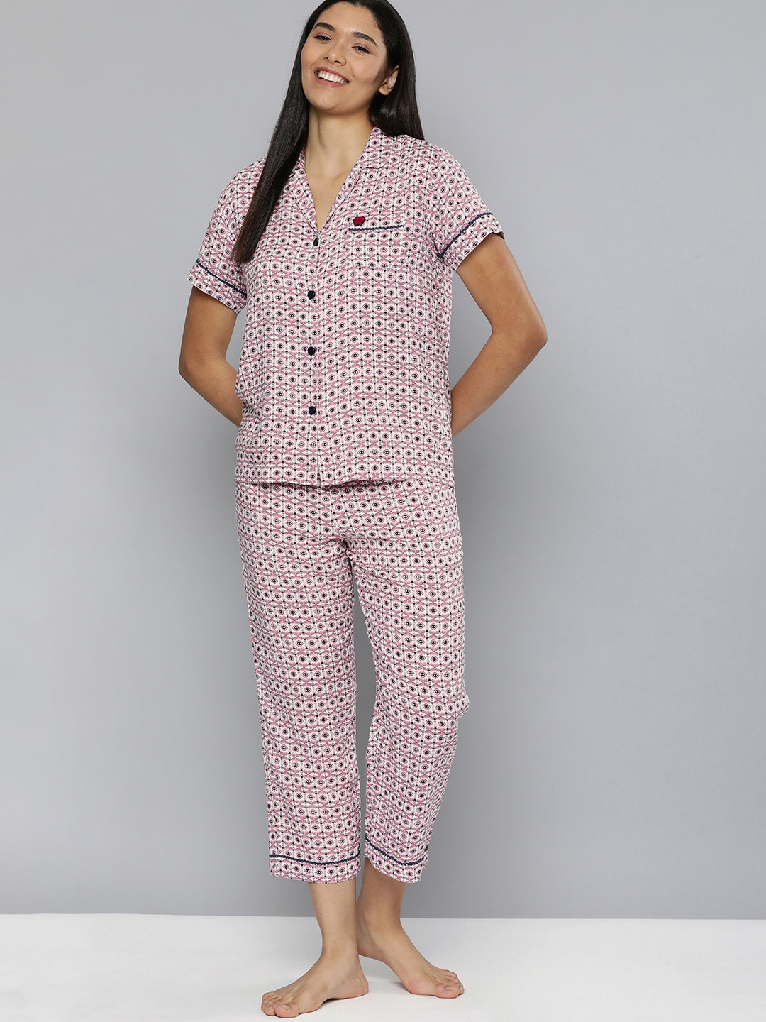 

Chemistry Women Pink Printed Night suit