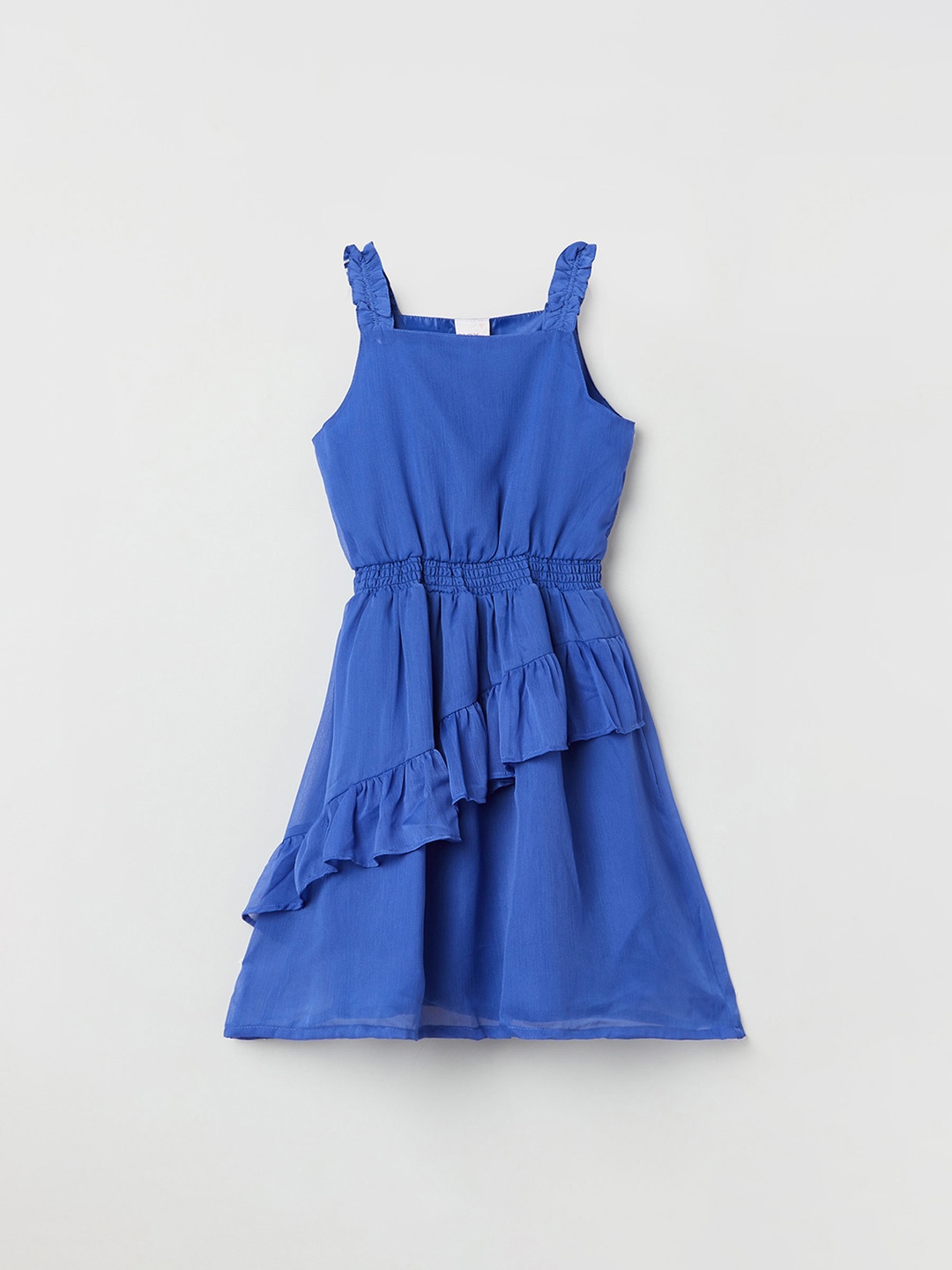 

max Girls Blue Georgette Dress with Ruffles Detail
