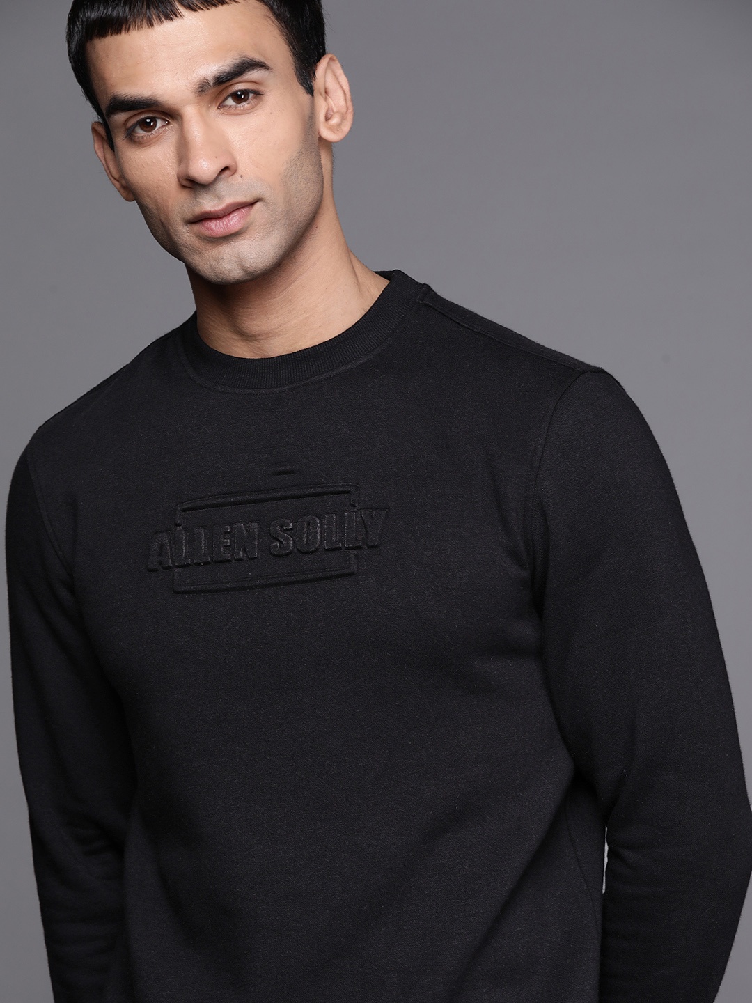 

Allen Solly Sport Men Black Brand Logo Self Design Sweatshirt