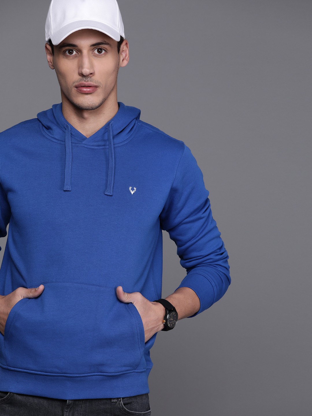 

Allen Solly Sport Men Blue Solid Hooded Sweatshirt
