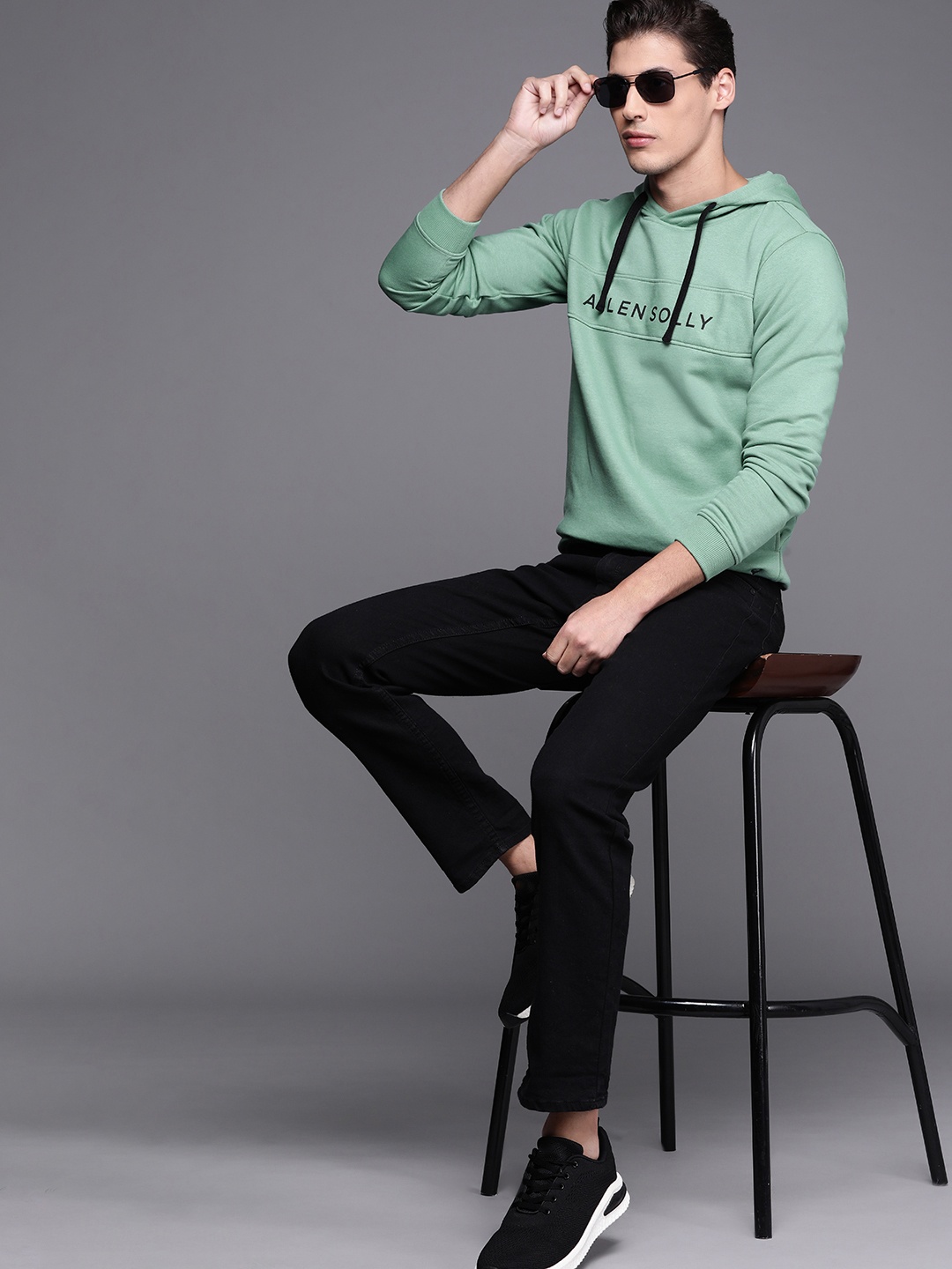 

Allen Solly Sport Men Green Printed Hooded Sweatshirt