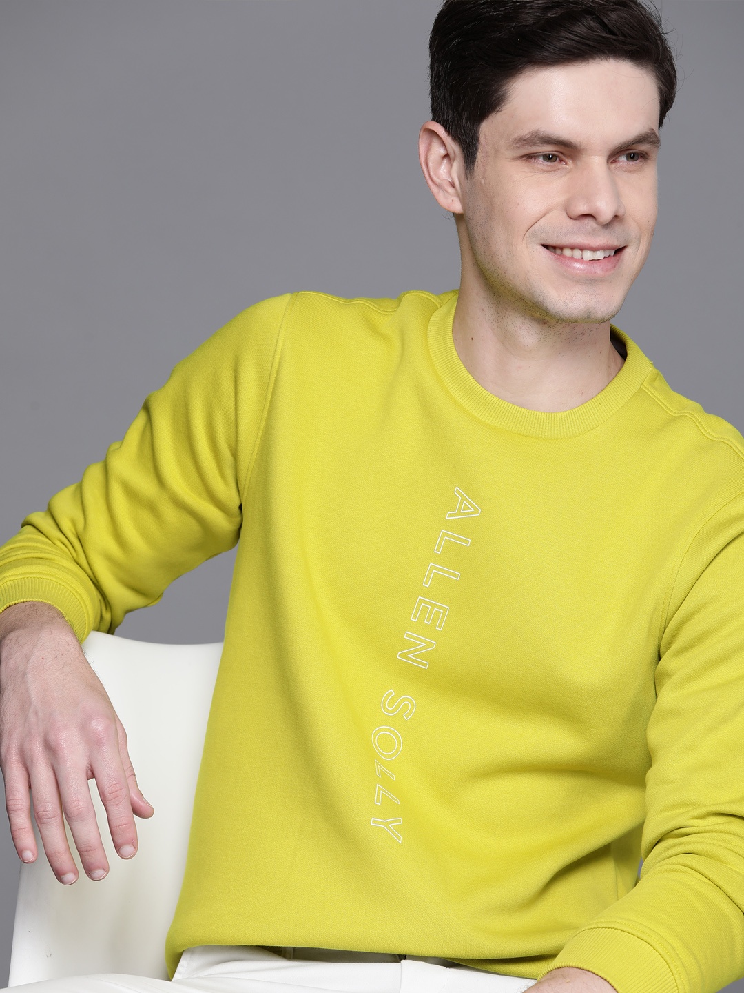 

Allen Solly Sport Men Fluorescent Green Brand Logo Printed Sweatshirt