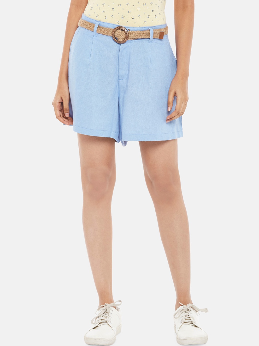 

Honey by Pantaloons Women Blue Linen Denim Shorts