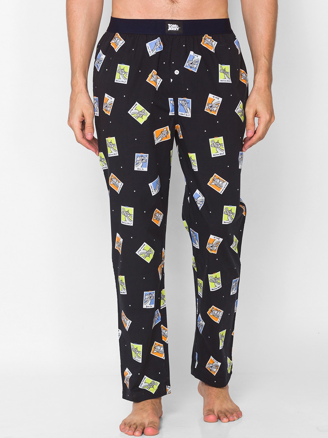 

Smugglerz Men Black Tom & Jerry Printed Cotton Lounge Pants