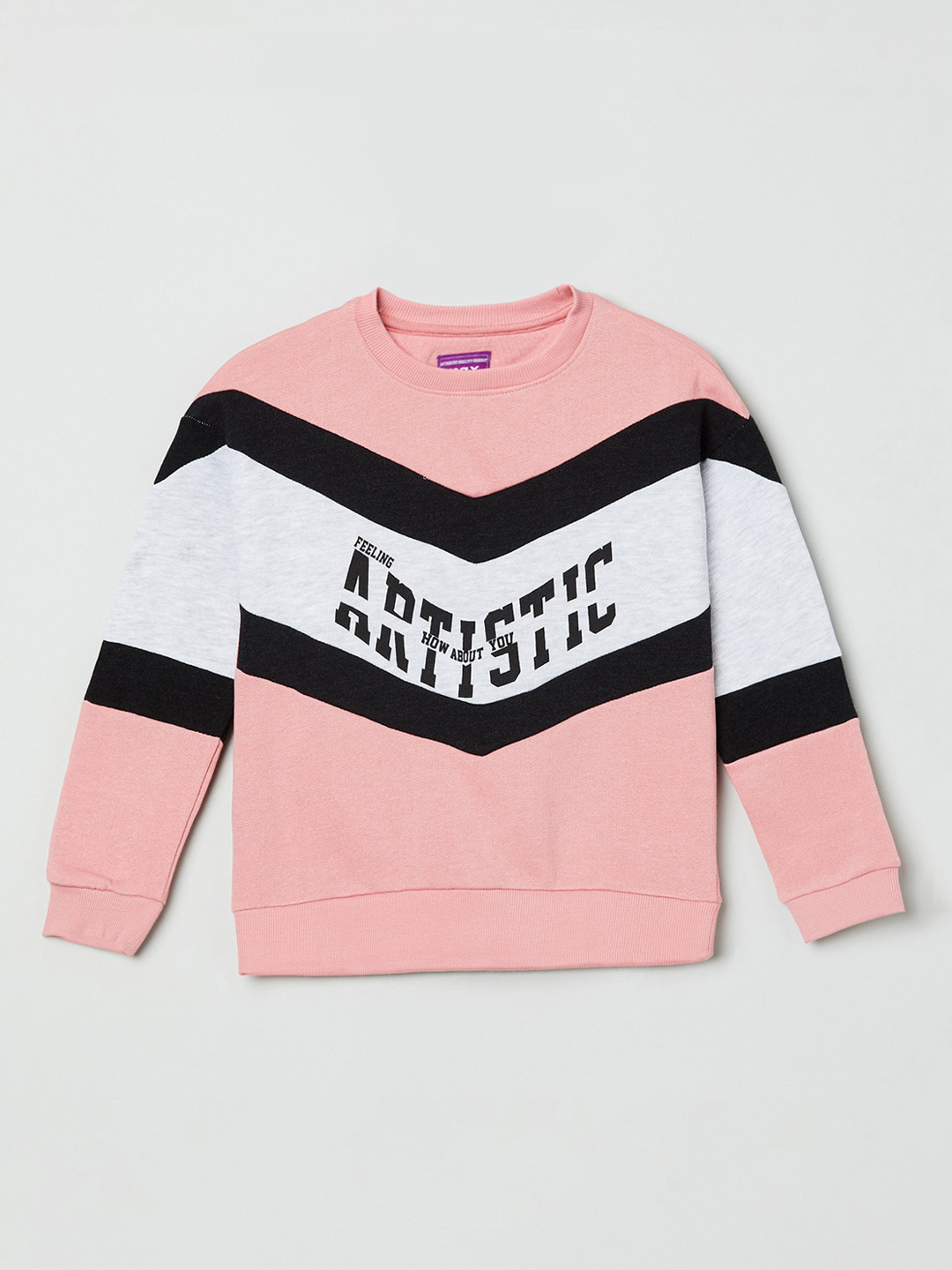 

max Girls Pink & White Colourblocked Cotton Sweatshirt