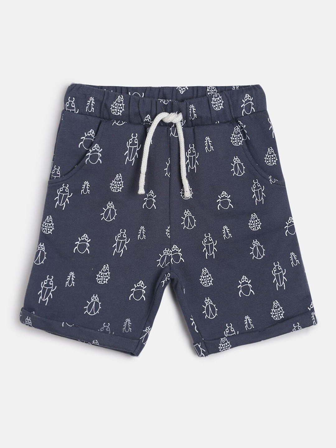 

MINI KLUB Boys Grey Floral Printed Regular Shorts