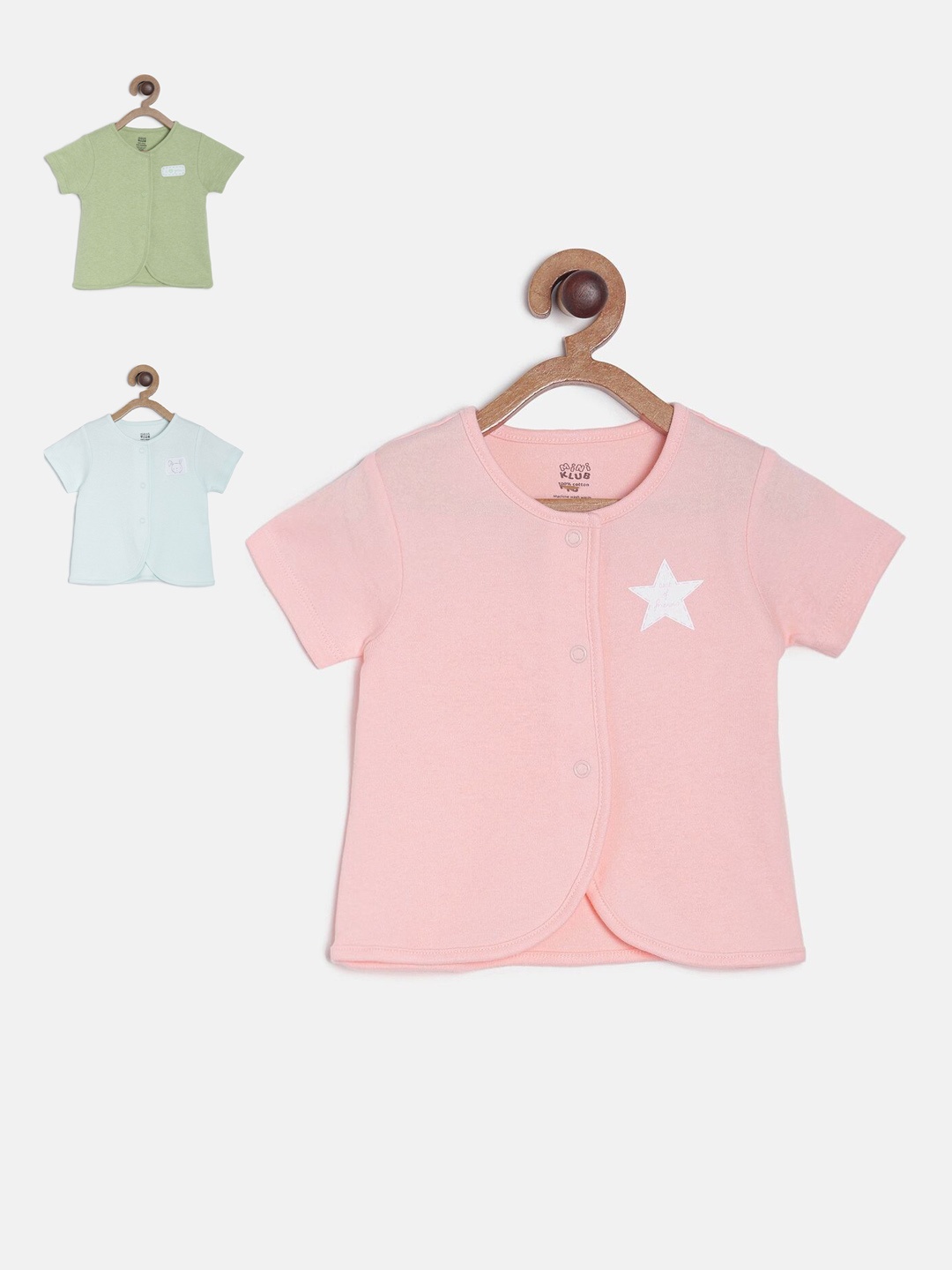 

MINI KLUB Infant Girls Pack of 3 Solid Pure Cotton Jhablas, Blue